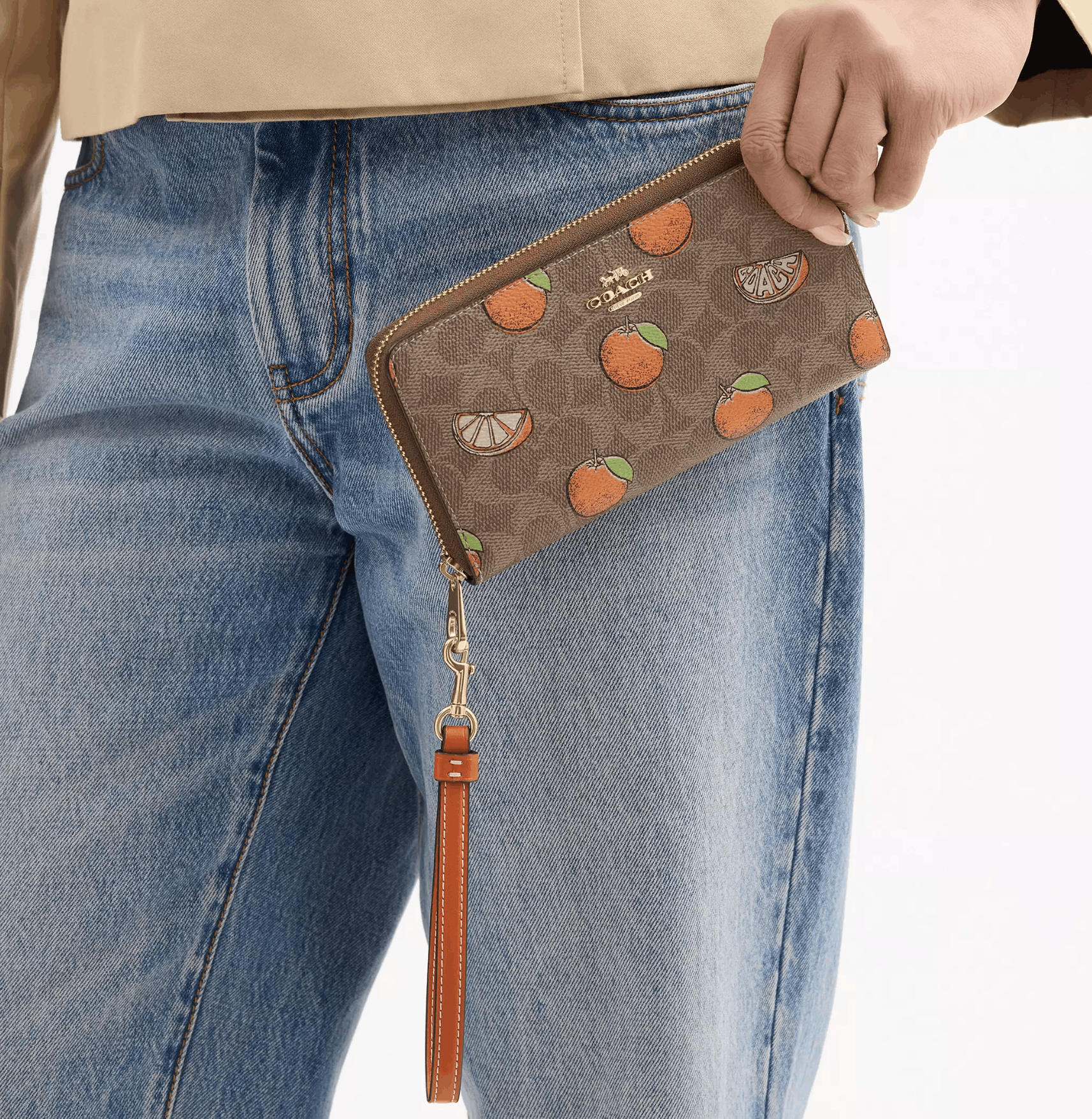 Coach Long Zip Around Wallet With Orange Print CAO92 Size ONE SIZE - 6 Thumbnail