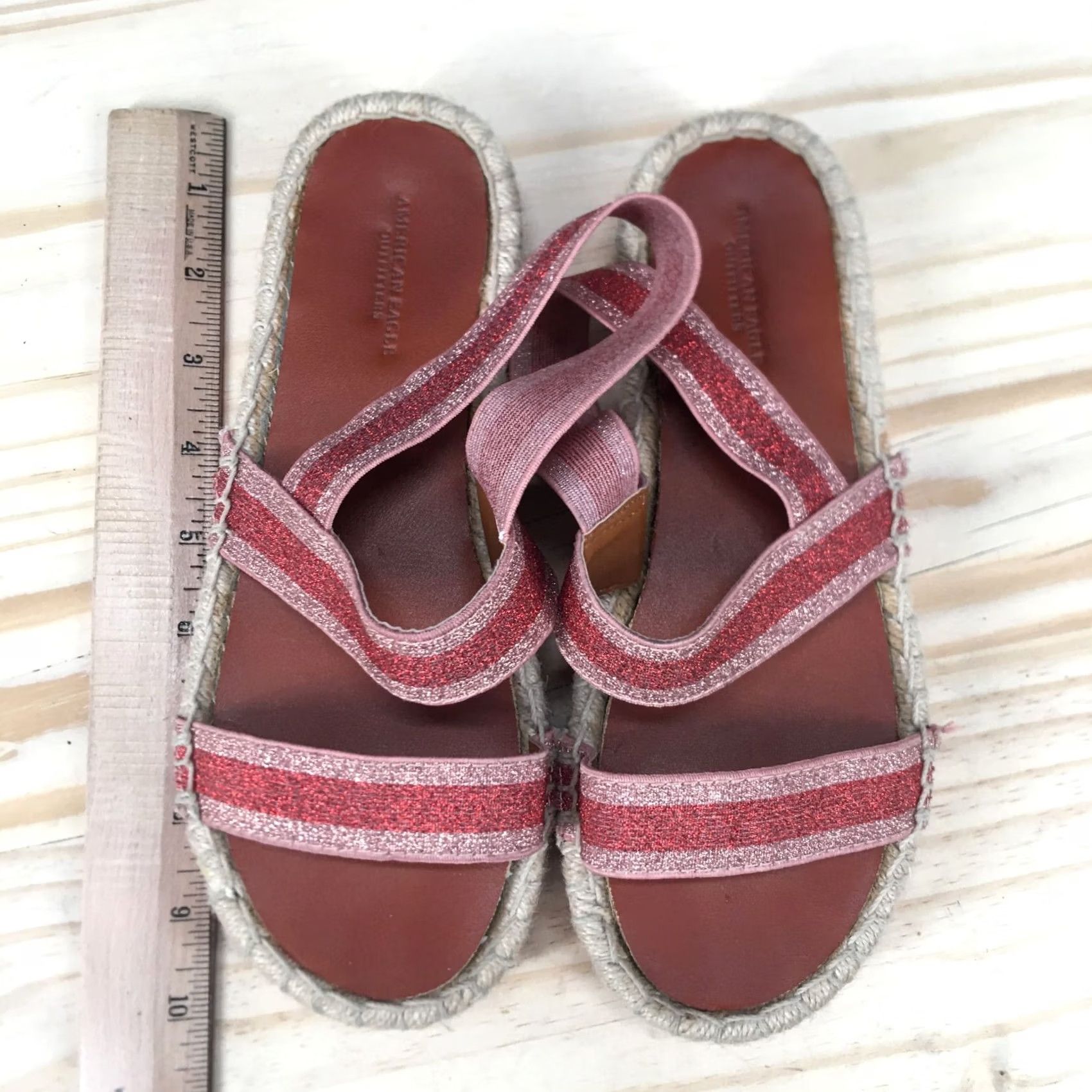 American Eagle Outfitters American Eagle Outfitters Sandals Womens 8 Platform Espadrilles Red Glitter Size US 8 / IT 38 - 5 Thumbnail