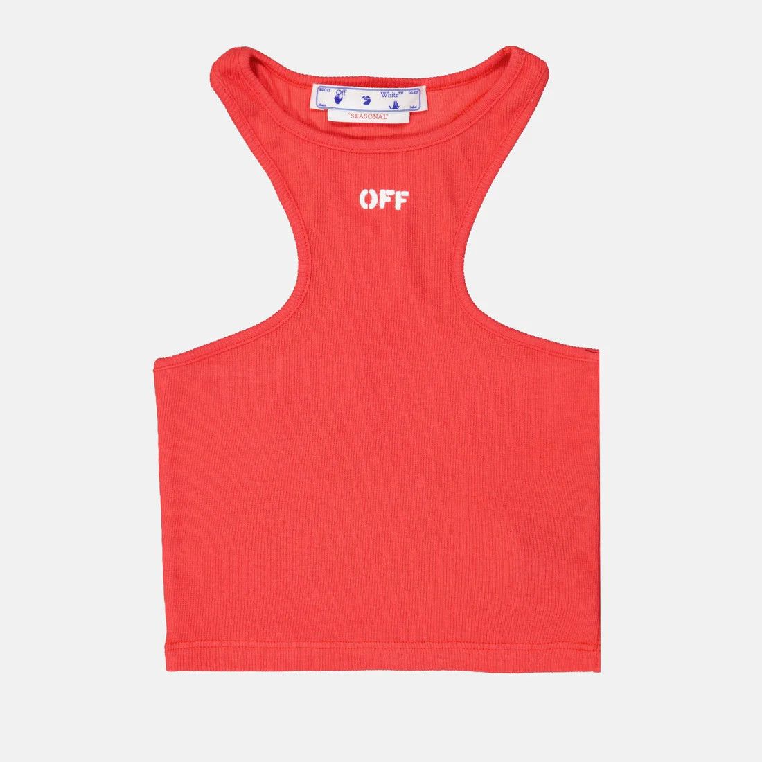 Off-White o1mle0425 Off Stamp Ribbed Rowing Crop Tank Top in Red Size S / US 4 / IT 40 - 1 Thumbnail