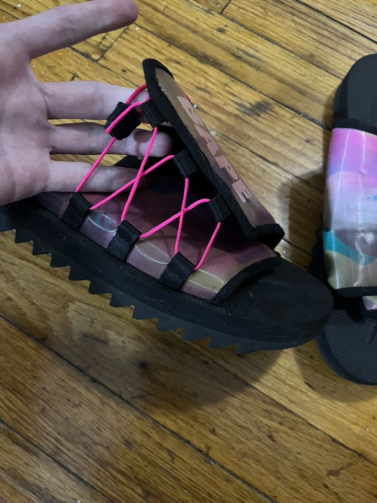 Bape Bape suicoke slides iridescent pink Size US 9 / EU 42 - 3 Thumbnail