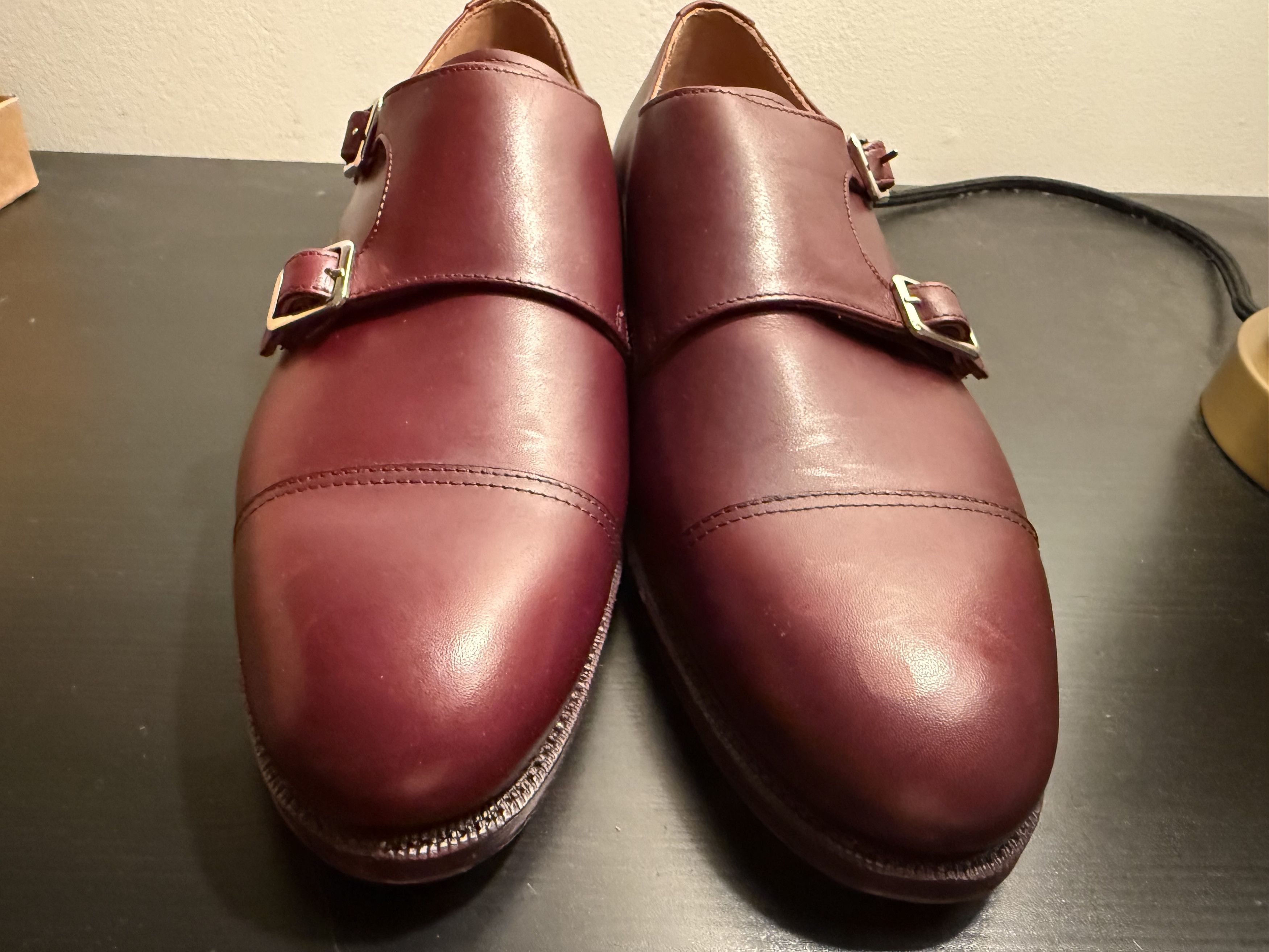 Meermin Meermin Burgundy Calf Double Monks, US 9 / UK 8 Size US 9 / EU 42 - 1 Thumbnail