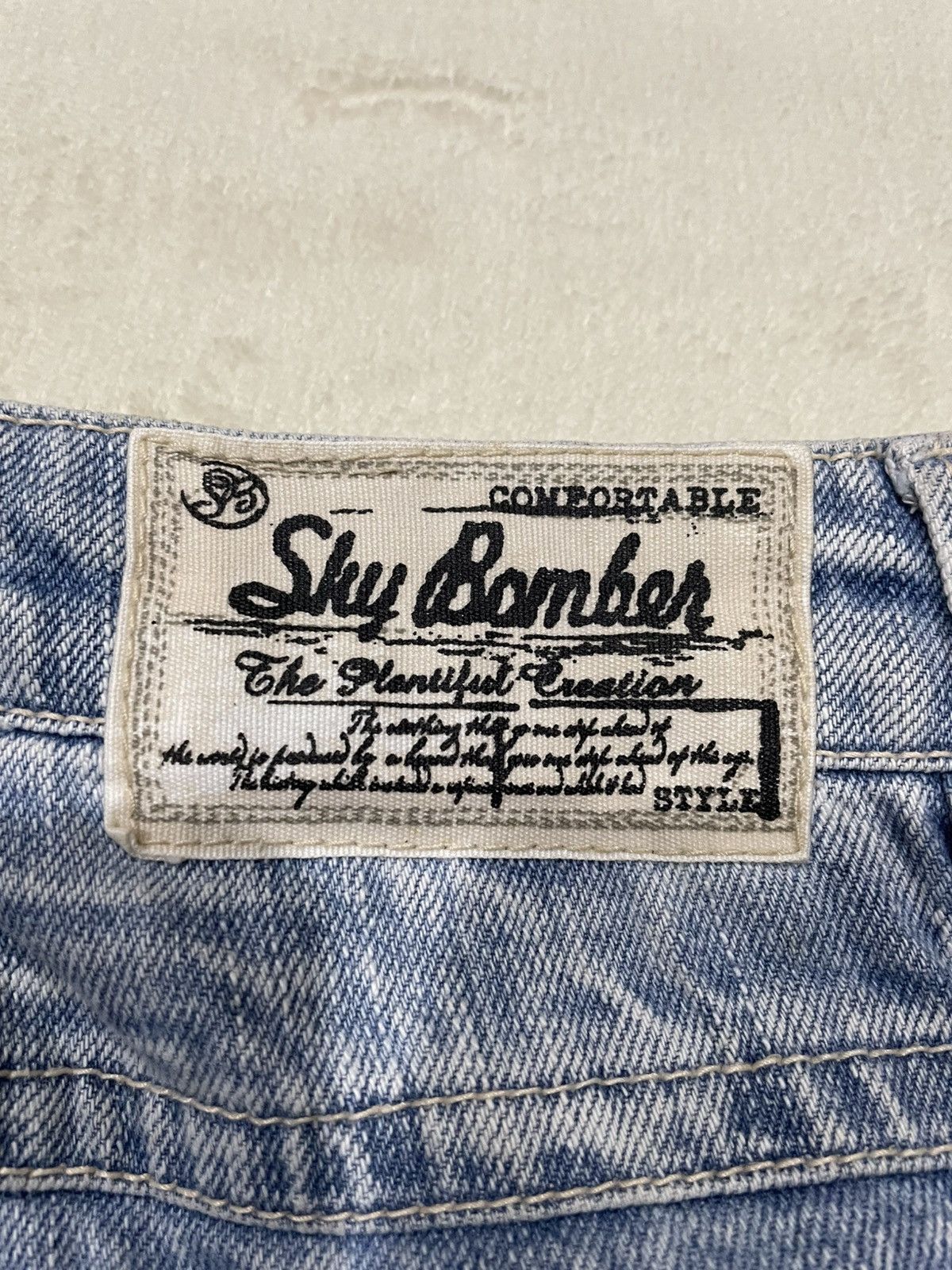 Japanese Brand Vintage Sky Bomber faded distress riped denim jeans Size US 30 / EU 46 - 19 Thumbnail