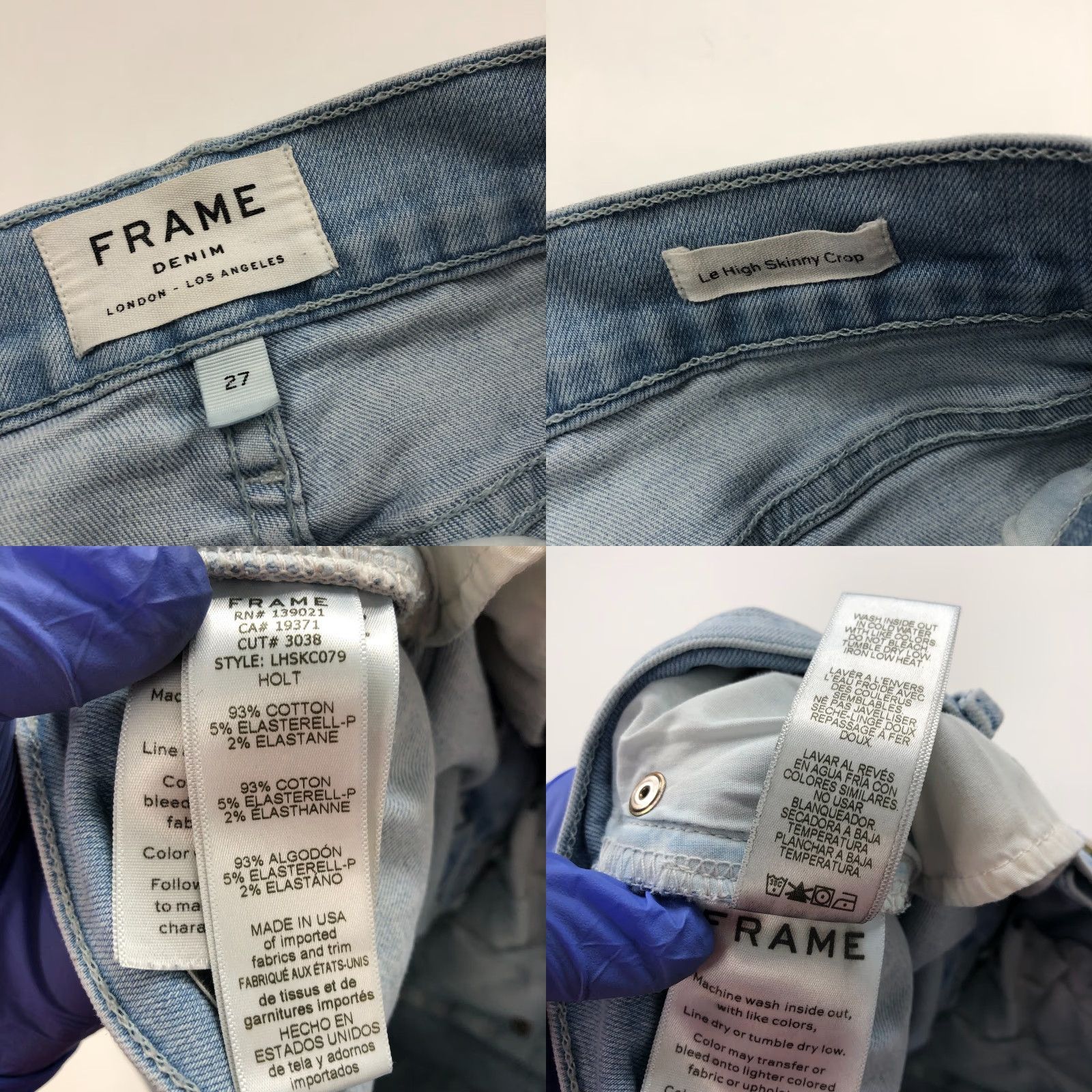 Frame FRAME Le High Skinny Crop 27 (Fits 28W 27L) Mid Rise Denim Jeans HRJ FRAME Jeans Distressed Cropped 5-Pocket Womens II Size 27" / US 4 / IT 40 - 8 Thumbnail
