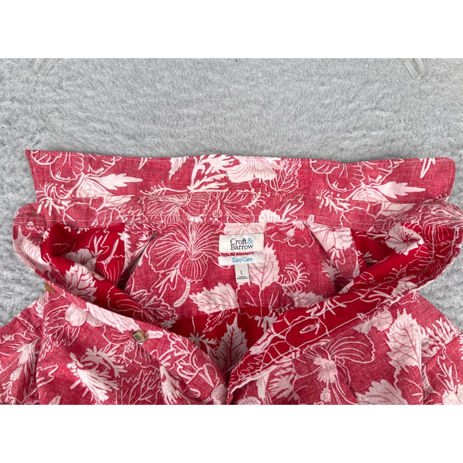Croft & Barrow VINTAGE Croft & Barrow Hawaiian Shirt Mens Large Red Floral Button-Up Linen Cotton Aloha Resort Size US L / EU 52-54 / 3 - 2 Thumbnail