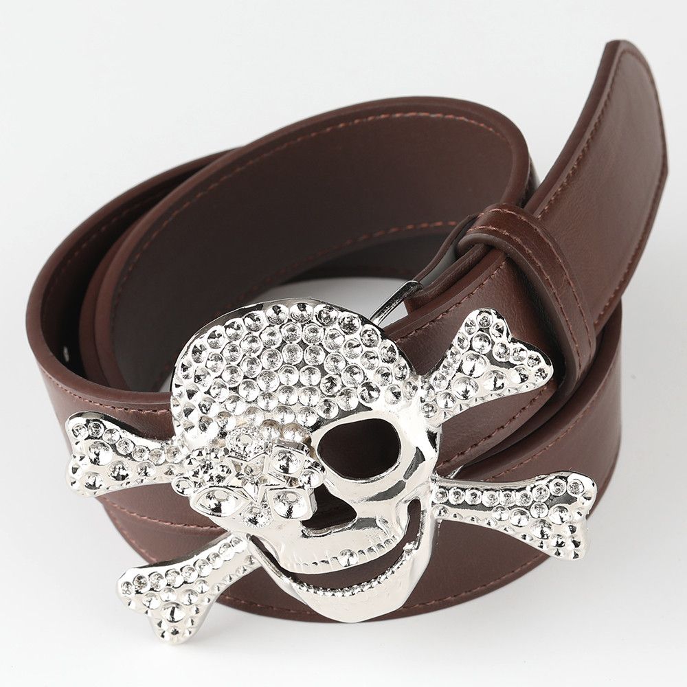 Designer Skull Vintage Belt Riveted Belts Menswear Accessories Size ONE SIZE - 4 Thumbnail