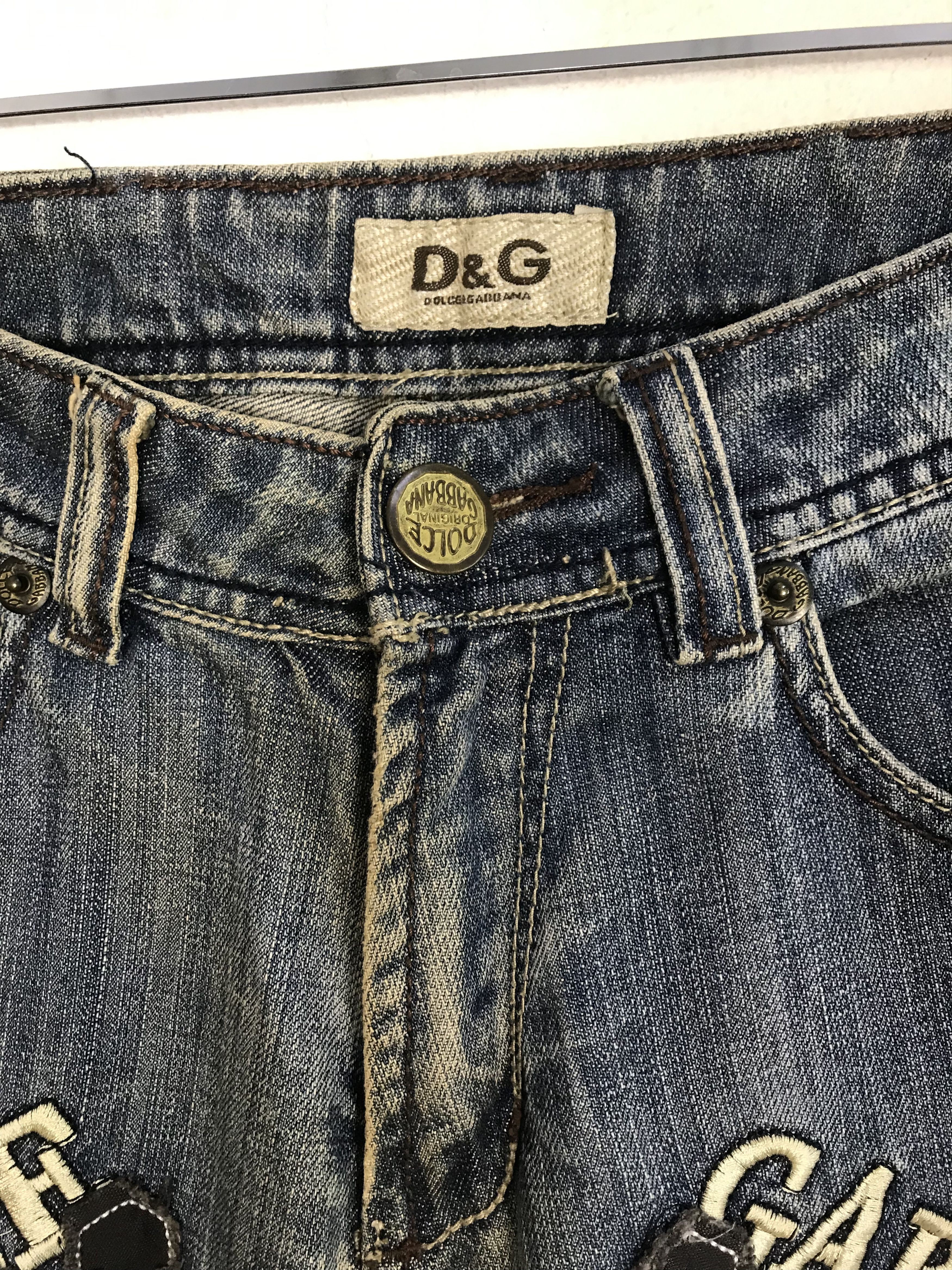 Designer Dolce & Gabbana Italy Denim Pant Embroidery Logo Plaque Size US 29 - 5 Thumbnail