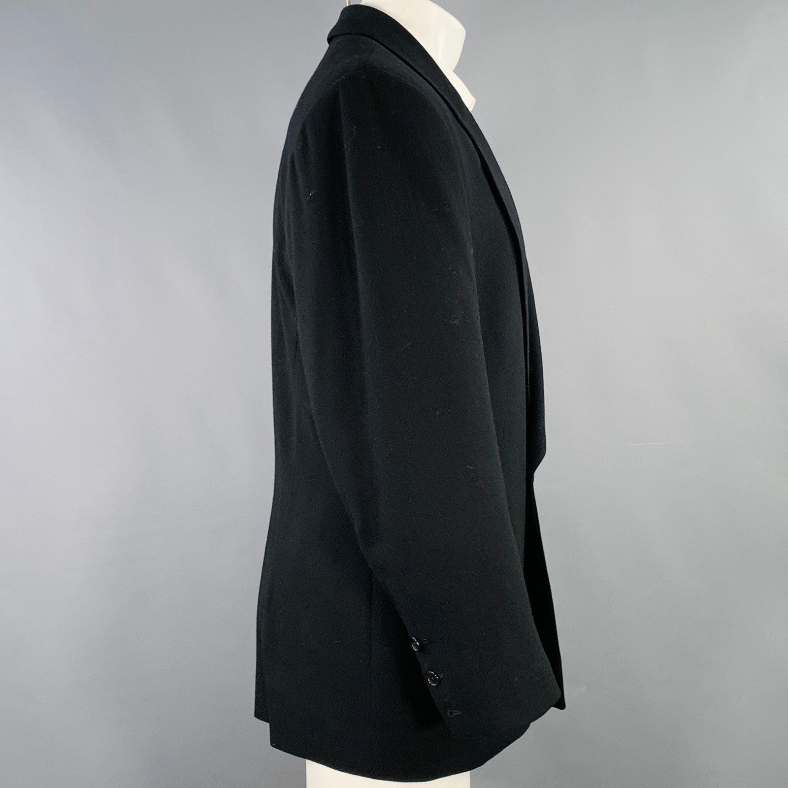Richard Tyler Size 40 Black Crepe Wool Single Button Sport Coat Size 40R - 2 Thumbnail