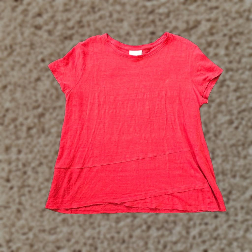 J. Jill J Jill Top Womens Size Small Petite Red Linen Short Sleeve Round Neck Blouse Size S / US 4 / IT 40 - 1 Thumbnail