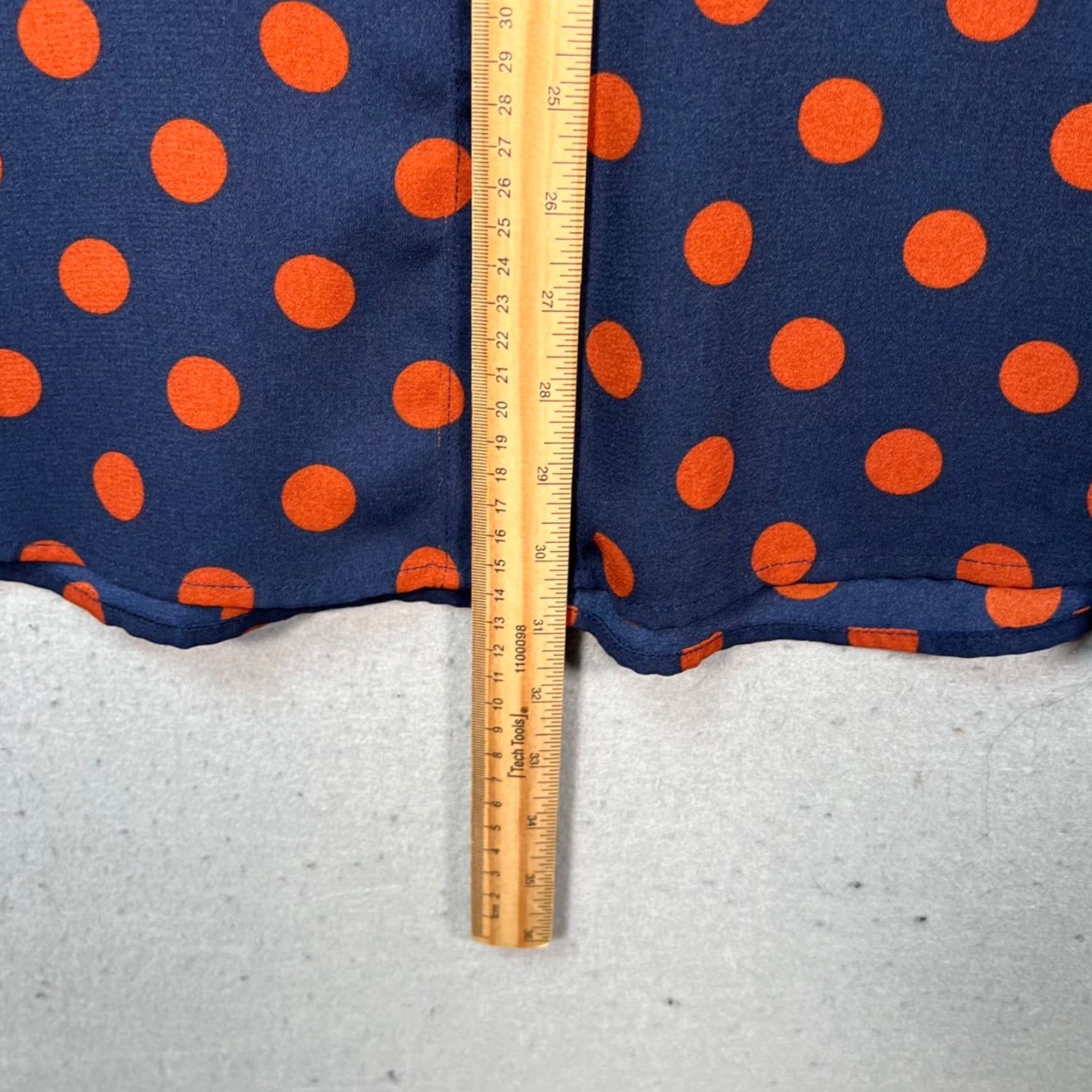 Vintage Halogen Blouse Womens 2X Blue & Orange Polka Dot Button-Up 100% Polyester Size XXL / US 16-18 / IT 52-54 - 6 Thumbnail