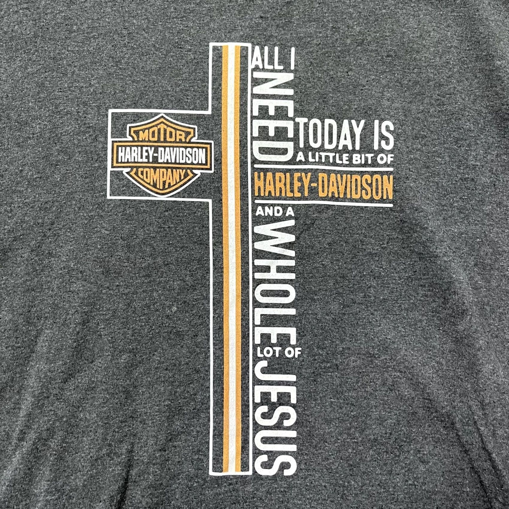 Gildan Harley-Davidson Shirt Mens 3XL Gray Cross Jesus Graphic Short Sleeve Gildan Tee Size US XXL / EU 58 / 5 - 2 Thumbnail