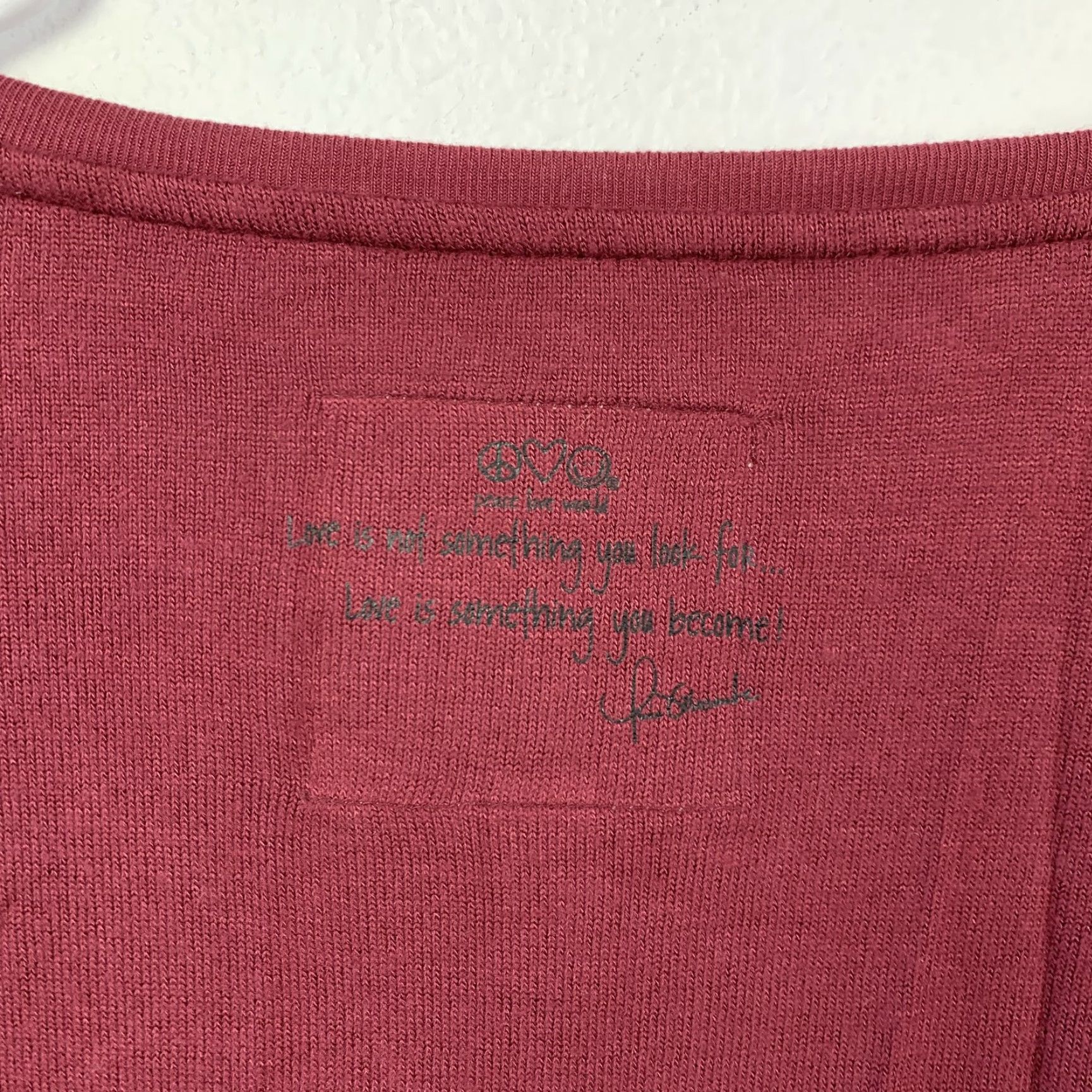 Vintage VINTAGE Peace Love World I Love Game Day Burgundy Raglan Long Sleeve Top Women's XS Size XS / US 0-2 / IT 36-38 - 5 Thumbnail