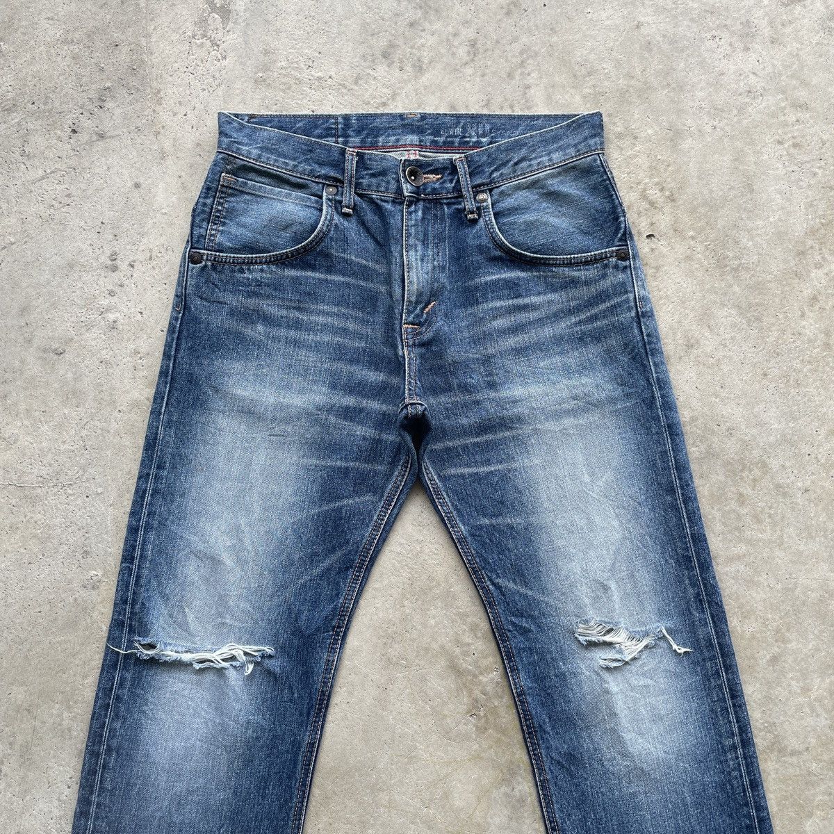 Edwin × Jean Vintage Edwin XV Faded Denim Distressed Pants Jeans Size US 31 - 3 Thumbnail