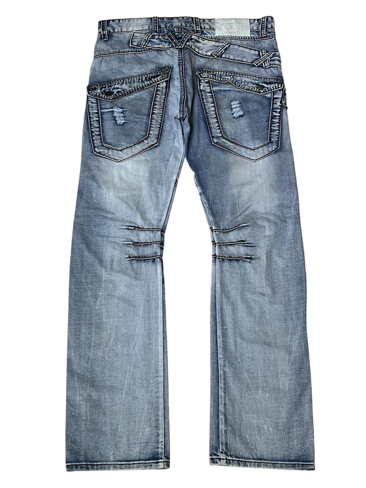 Japanese Brand SICK🔥JAPANESE BRAND FORZA DISTRESSED STYLE JEANS Size US 35 - 2 Thumbnail