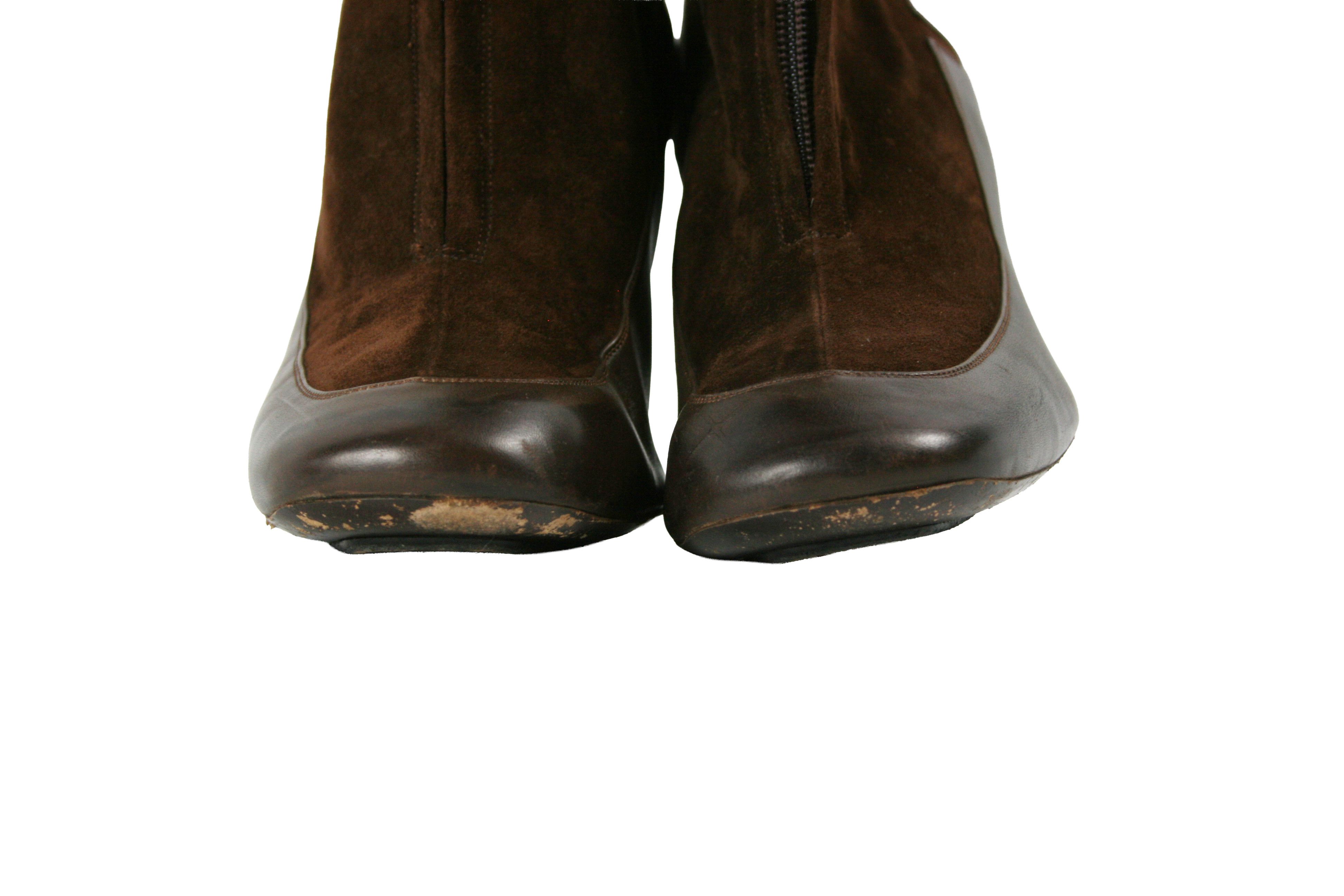 Marc Jacobs Front Zip Suede Leather Ankle Boots Size US 9.5 / IT 39.5 - 4 Thumbnail