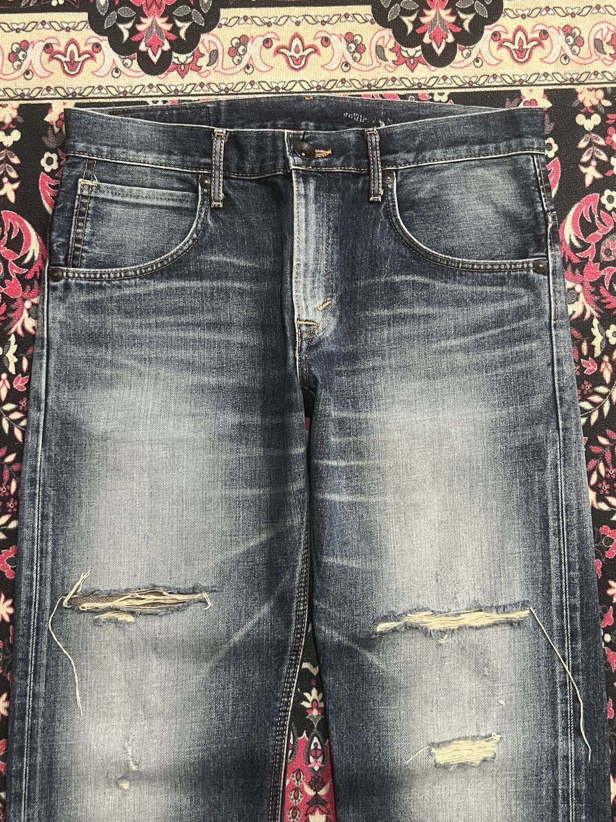 Edwin Vintage Edwin Exclusive Vintage Blue Washed Distressed Jeans Size US 32 / EU 48 - 4 Thumbnail