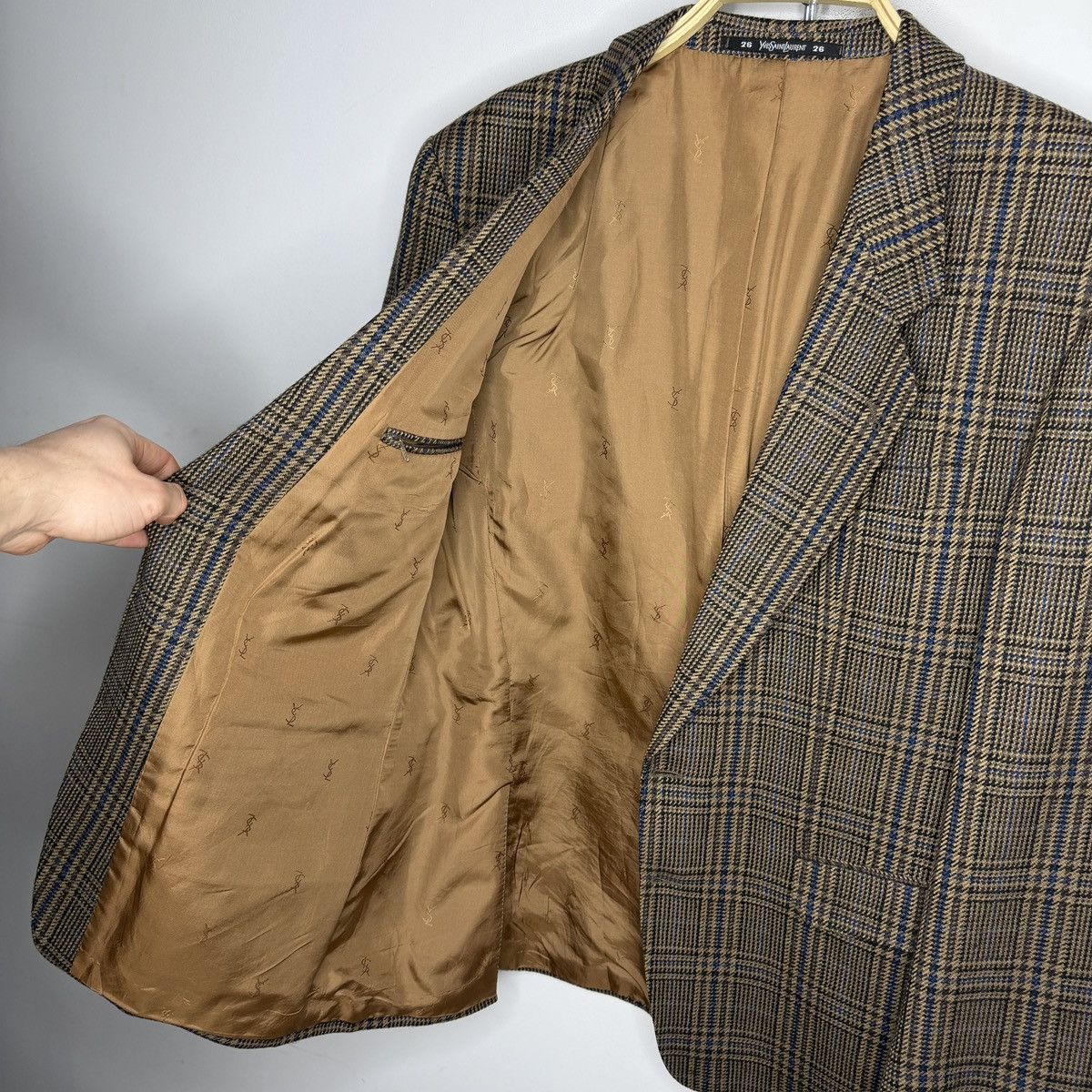 Yves Saint Laurent Vintage Yves Saint Laurent YSL Wool Checkered Plaid Blazer Size 42R - 10 Thumbnail