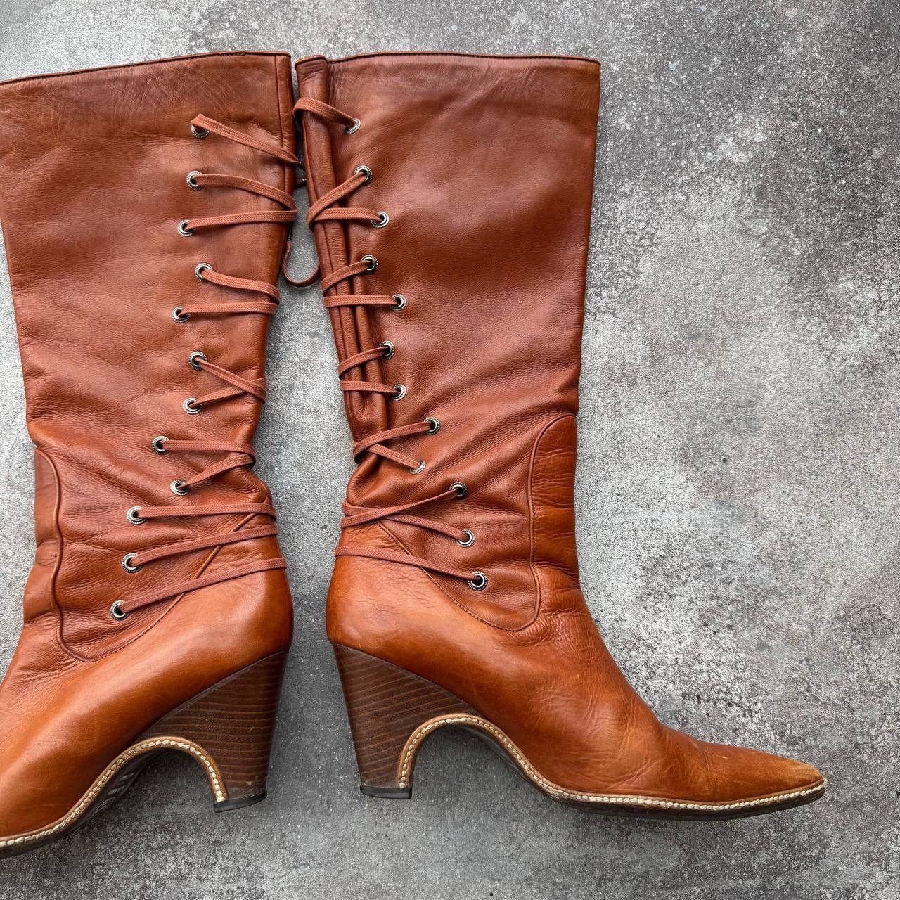 Dries Van Noten × Vintage Dries Van Noten Vero Cucio Vintage Leather Heel Boots Size US 7 / IT 37 - 12 Thumbnail