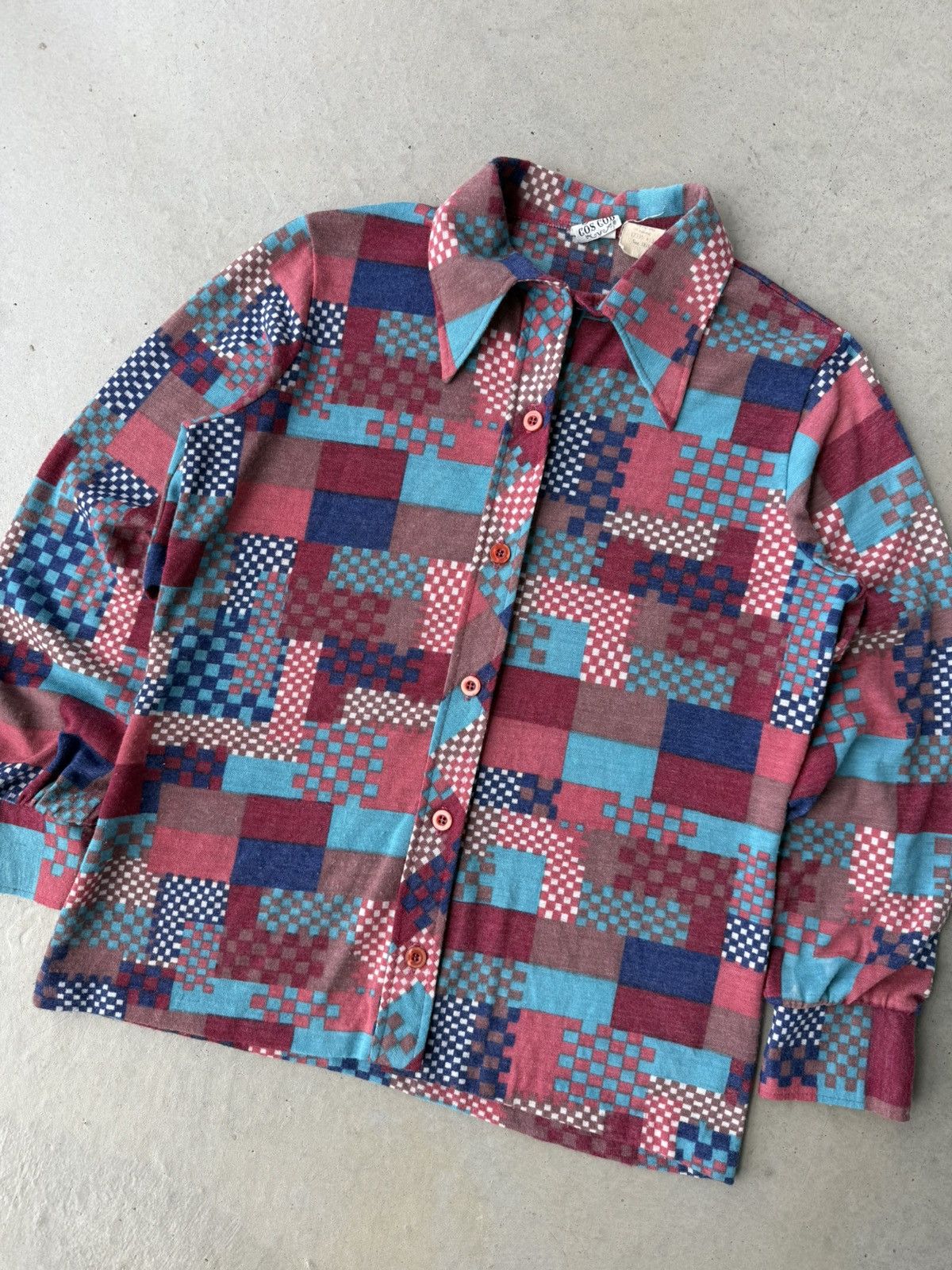 Vintage Vintage 1970s Patchwork Print Long Sleeve Button Up Shirt Size US M / EU 48-50 / 2 - 3 Thumbnail