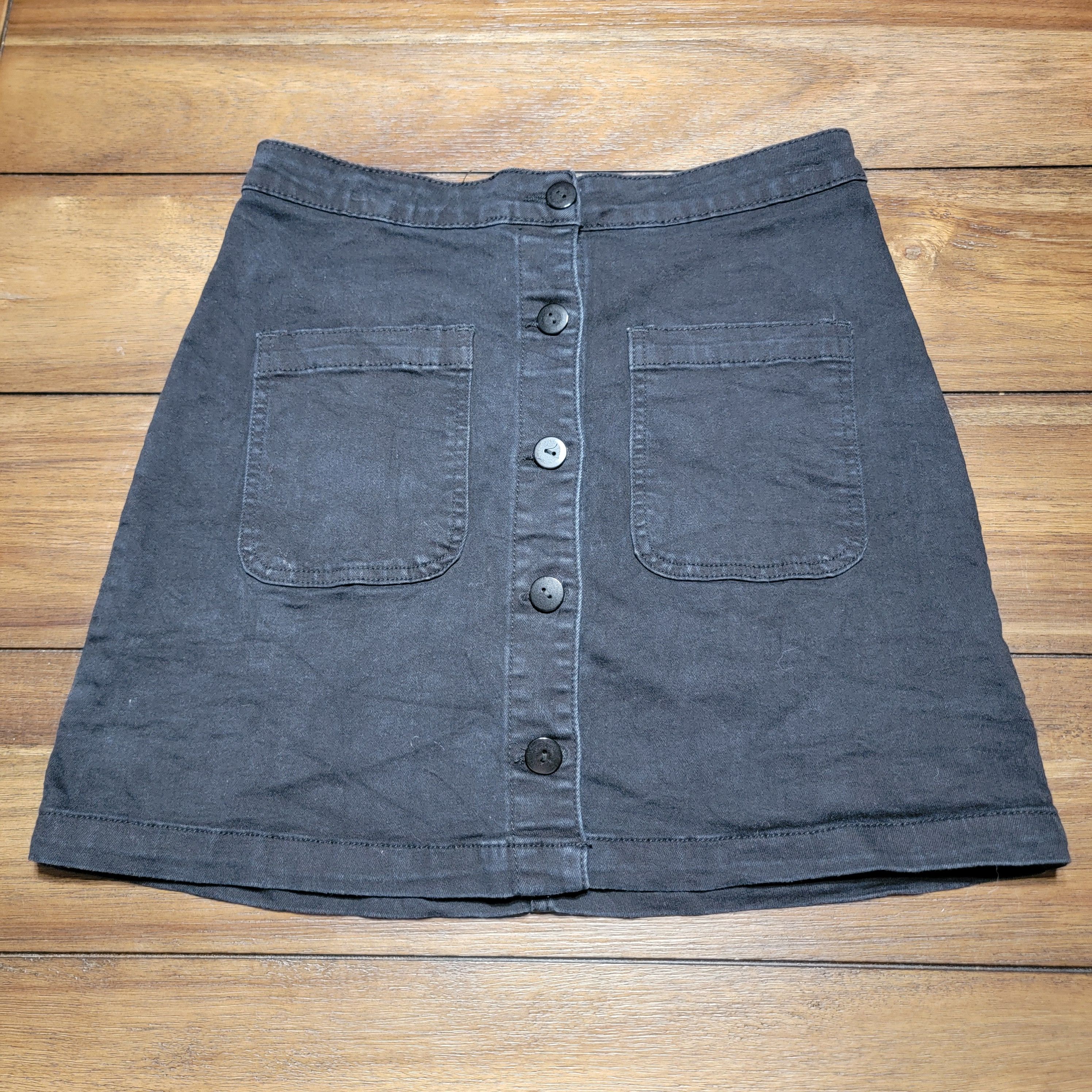 Other Wild Honey Full Button Black Denim Mini Skirt - Size Medium Size 27" / US 4 / IT 40 - 1 Thumbnail