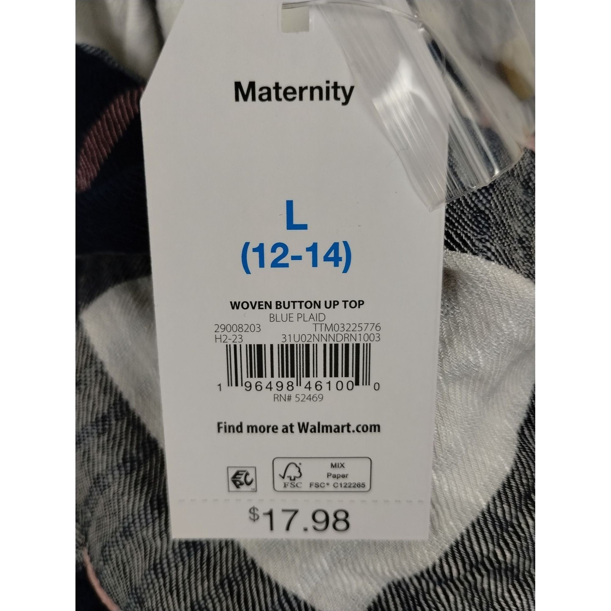 Other Time and Tru Maternity Womens Large Woven Button Up Top Blue Size L / US 10 / IT 46 - 9 Thumbnail