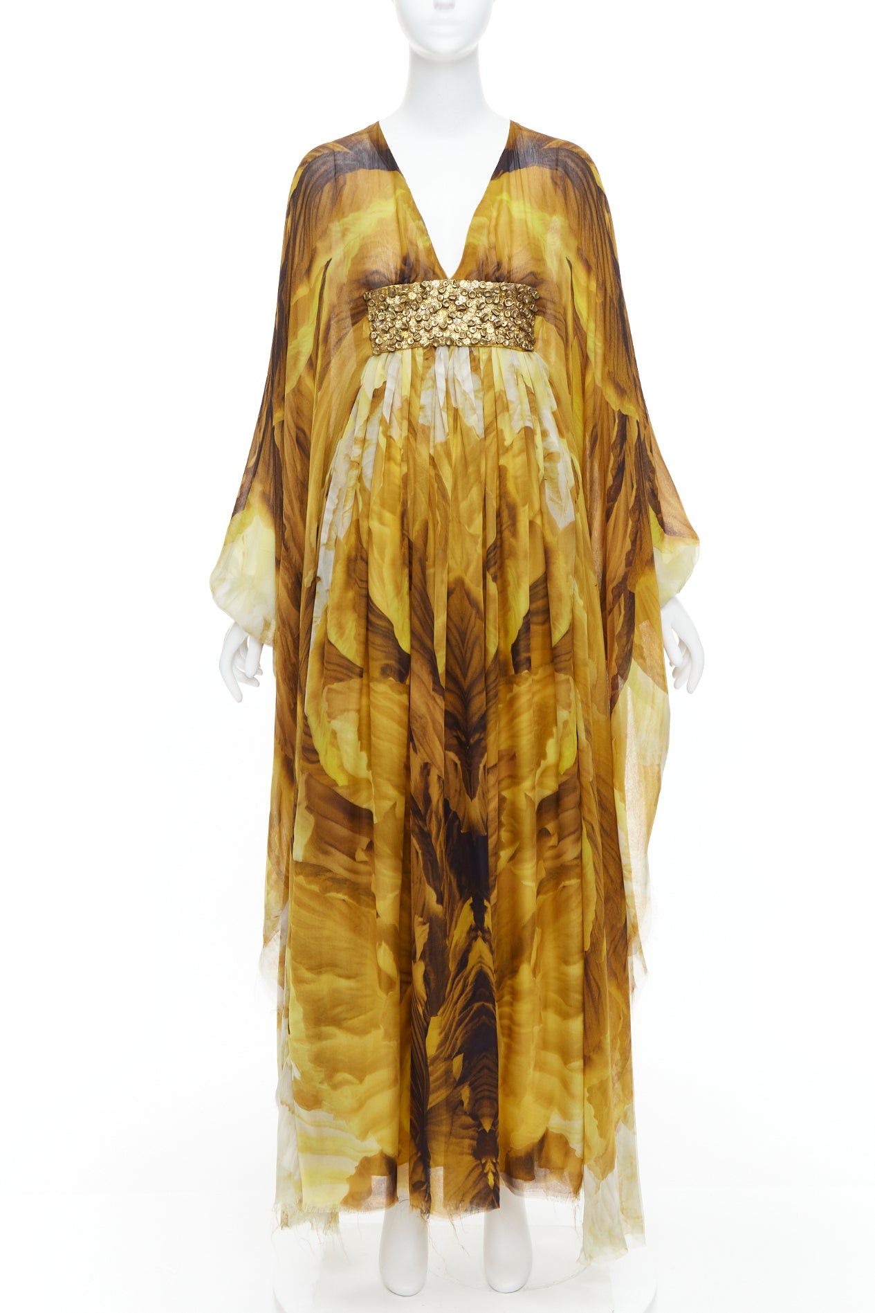 Alexander McQueen ALEXANDER MCQUEEN SS2011 Runway yellow gold embellished kaftan dress IT38 XS Size XS / US 0-2 / IT 36-38 - 1 Thumbnail