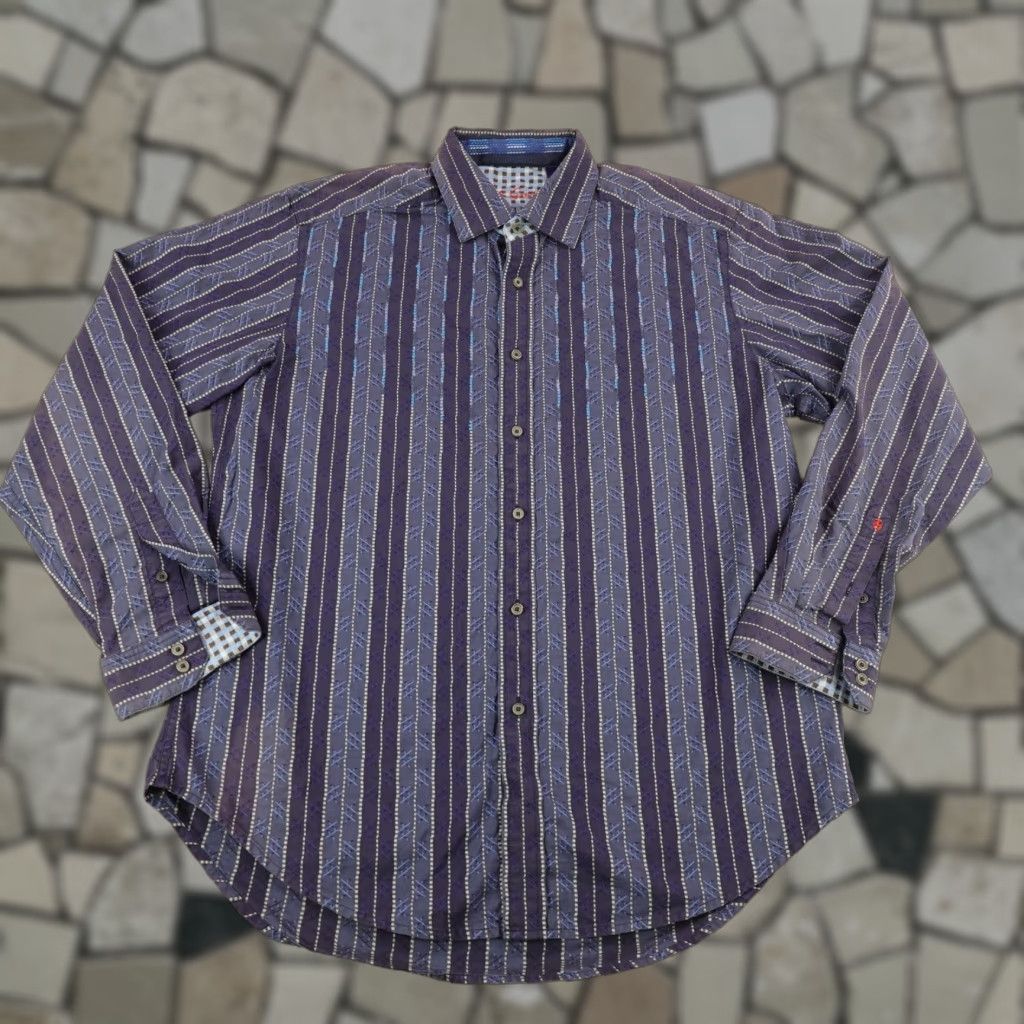 Robert Graham VINTAGE Robert Graham Striped Button-Up Shirt Men Large Blue Cotton Long Sleeve Collared Designer Classic Mens Size US L / EU 52-54 / 3 - 1 Thumbnail