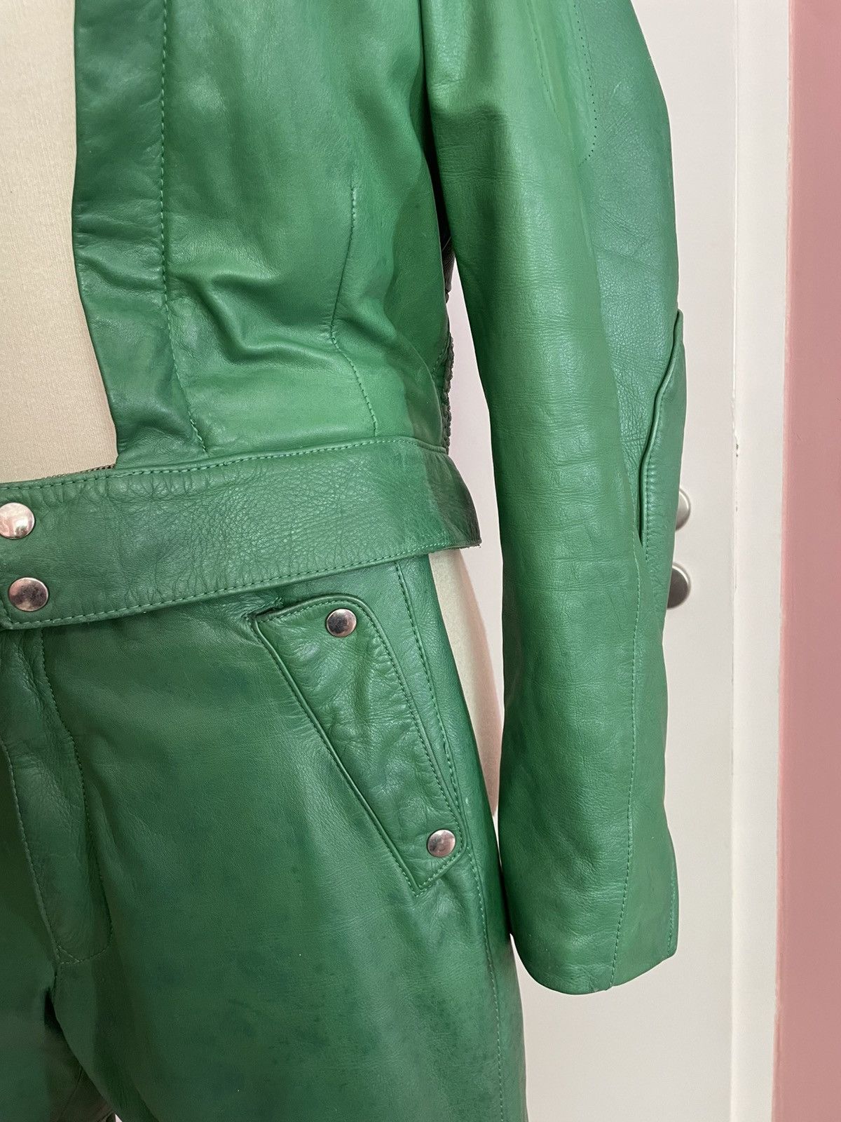 Other Vintage 1991 “Frogman” German POLIZEI Green Leather Uniform Size US L / EU 52-54 / 3 - 15 Thumbnail