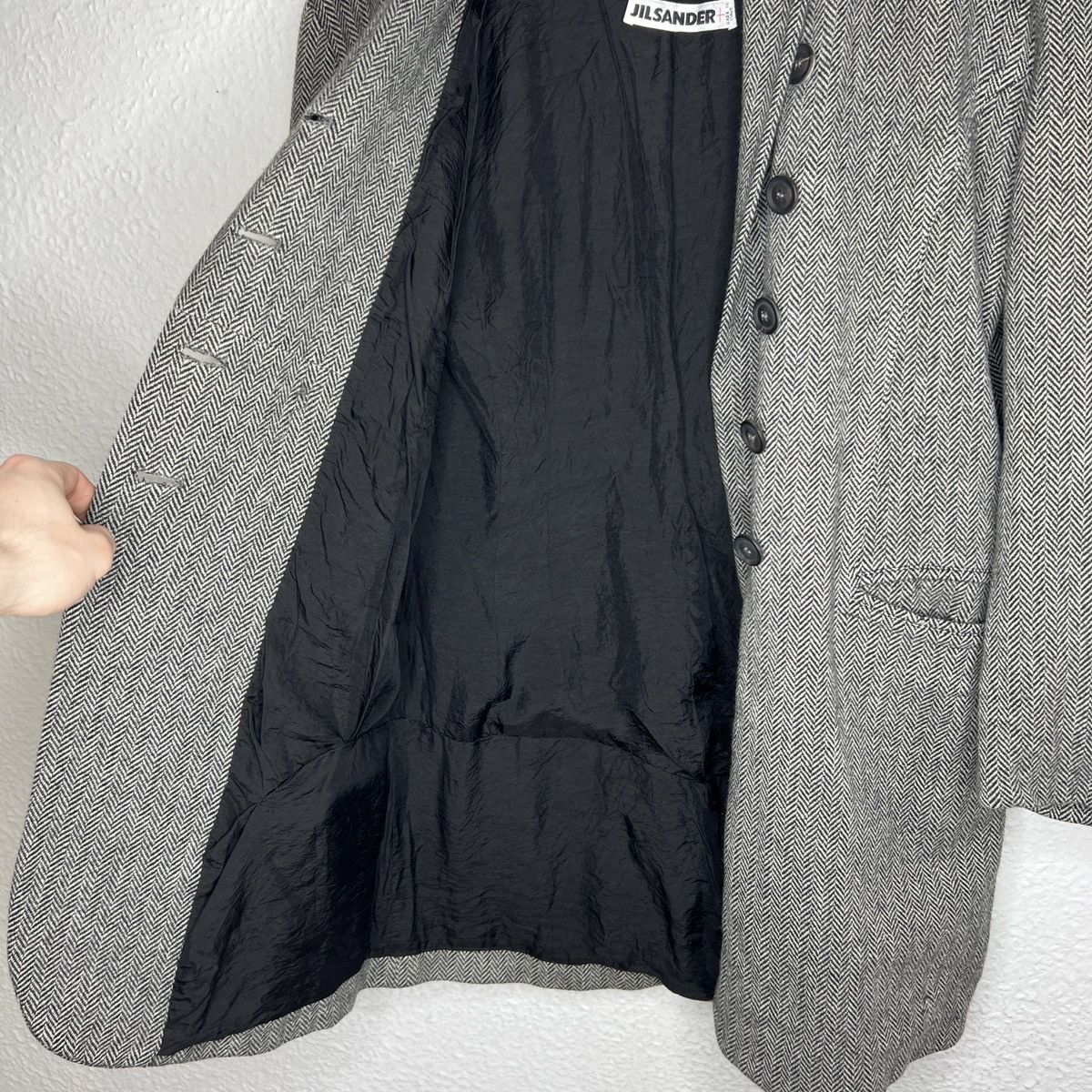 Jil Sander Vintage Jil Sander Pea Coat Jacket Long Blazer Wool Gray Size M / US 6-8 / IT 42-44 - 9 Thumbnail