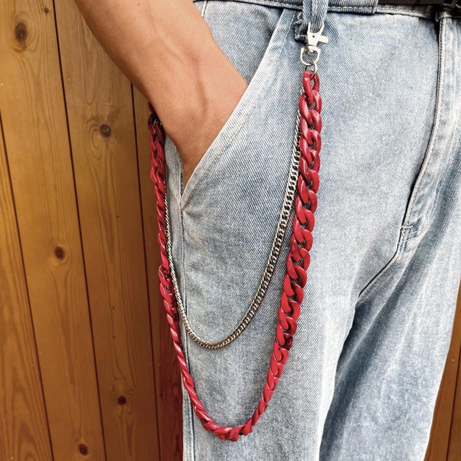 Jewelry Double layer Red Cuban Wallet Chain, Pants Chain Size ONE SIZE - 4 Thumbnail