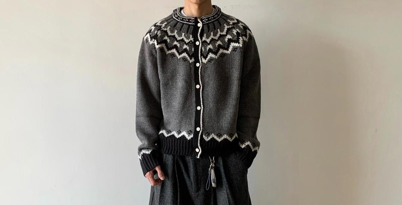 Other Stylish Gray Knit Cardigan with Traditional Pattern Size US L / EU 52-54 / 3 - 1 Thumbnail