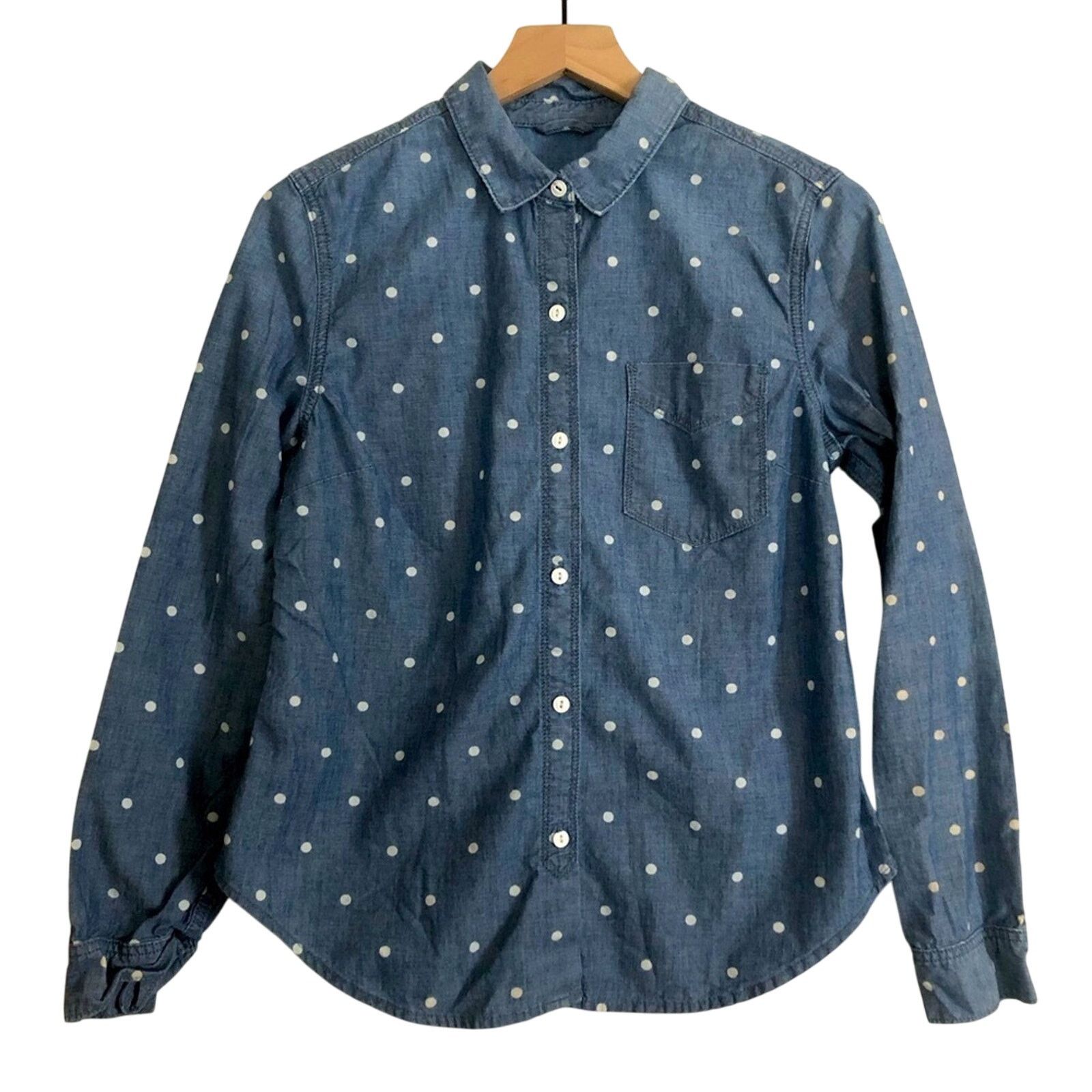 Gap Gap 1969 Cotton Blue Denim White Polka Dots Button Shirt Top Size S / US 4 / IT 40 - 1 Thumbnail