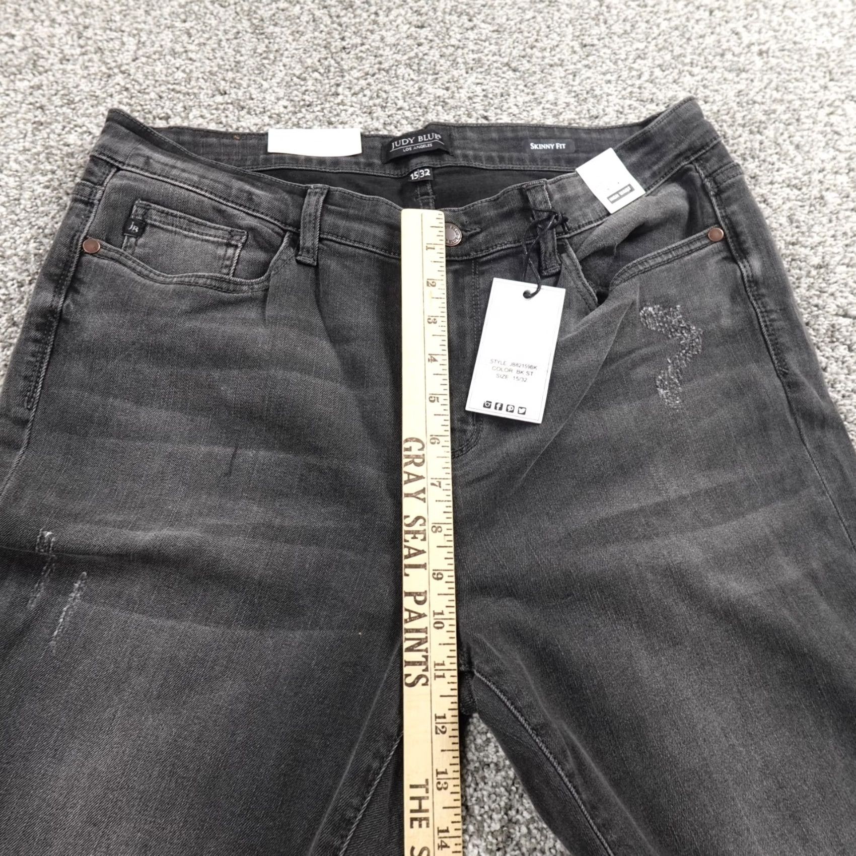 Vintage Judy Blue Jeans Womens 15 Black Denim Trouser Skinny High Rise Stretch Jeans Size 36" / US 14 / IT 50 - 5 Thumbnail