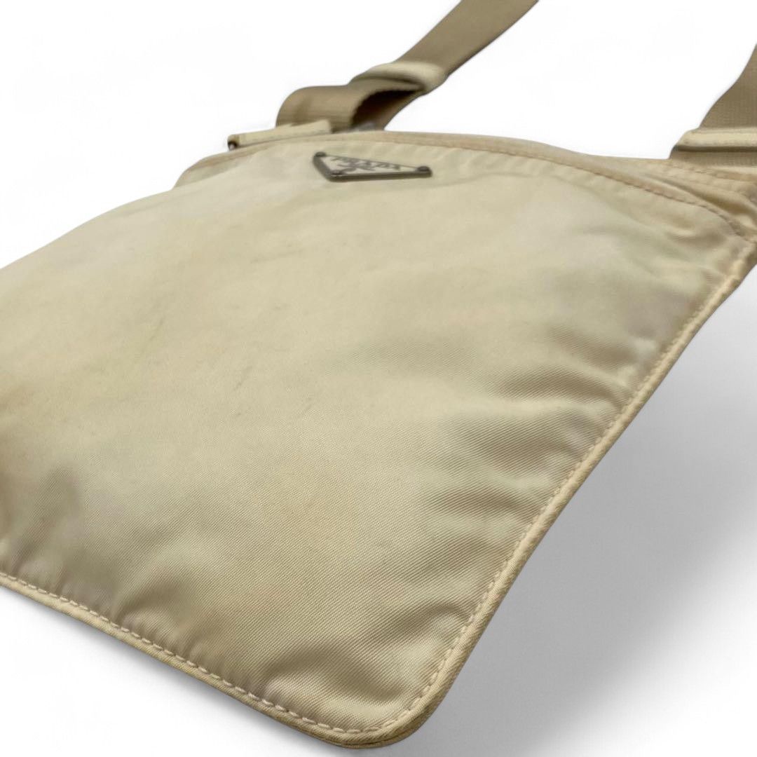 Prada Prada - Beige Handbag Shoulder Bag Nylon Triangle Logo Plate Size ONE SIZE - 7 Thumbnail