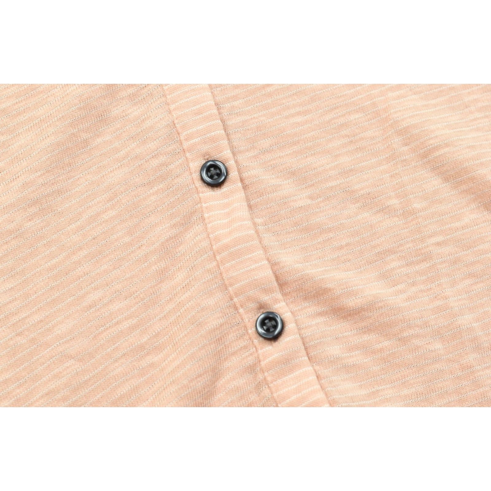 Loft LOFT Women's M Peach Striped Long Sleeve V-Neck Button Down Tie Front Top Blouse Shirt Womens Regular Pink Size M / US 6-8 / IT 42-44 - 6 Thumbnail