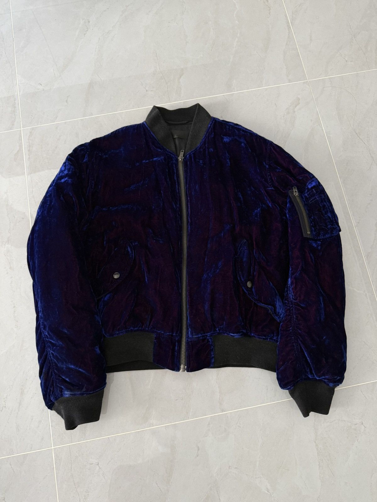 Haider Ackermann Haider Ackermann FW16 Cobalt Blue Crushed Velvet Jacket Sz.M Size US M / EU 48-50 / 2 - 6 Thumbnail