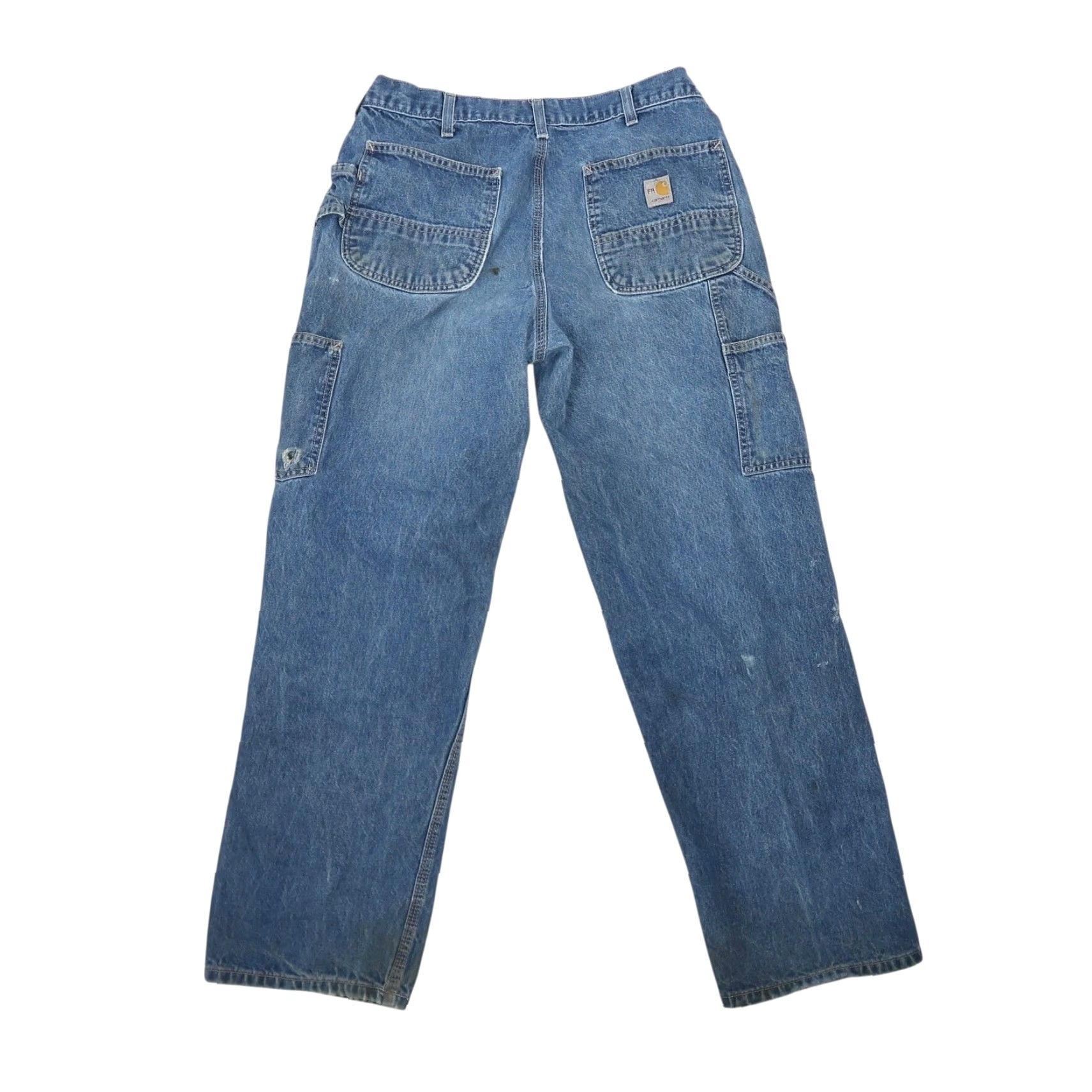 Carhartt Carhartt FR Flame Resistant Work Jeans Blue Denim Distressed Pants 35x32 Size US 35 - 3 Thumbnail