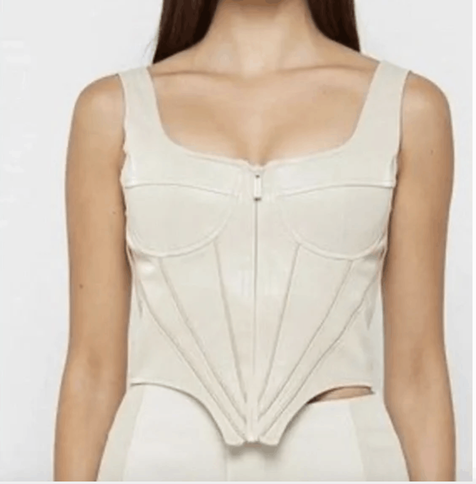 Maniere De Vior Maniere de voir vegan leather corset top with zip in Size XL / US 12-14 / IT 48-50 - 2 Thumbnail