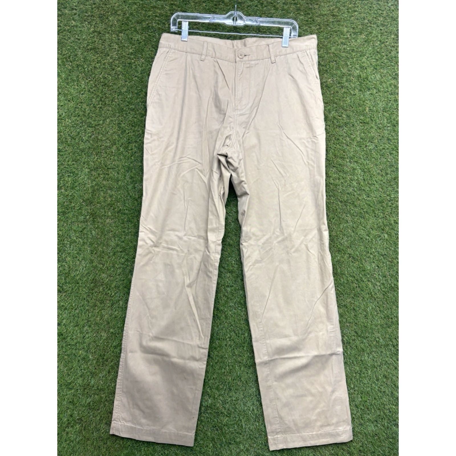 Lacoste Lacoste Slim Pants Mens 34 Beige Cotton Blend Straight Front Flat Mid Rise 33 Inseam Slim Fit Logo Dress Pants Size US 34 / EU 50 - 2 Thumbnail