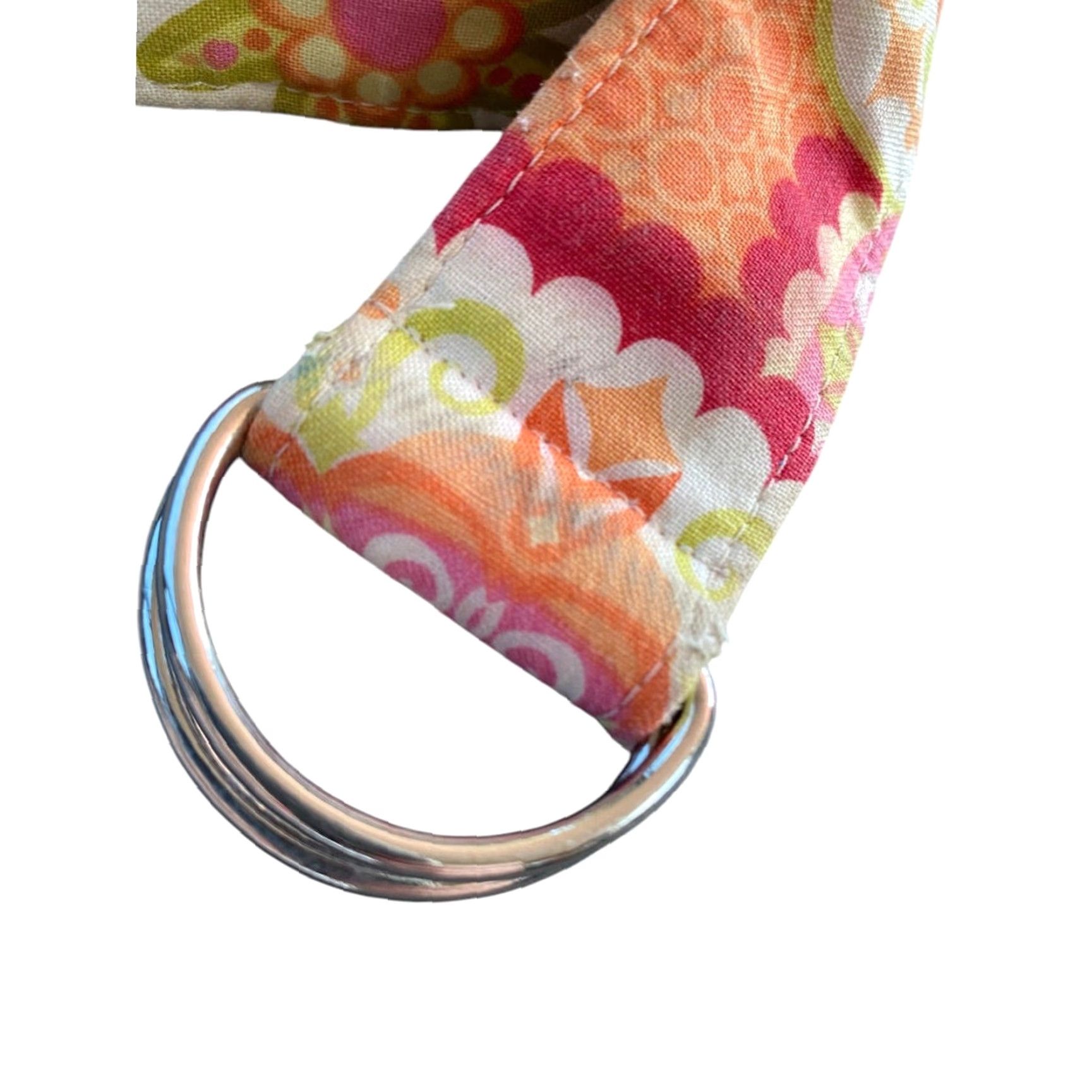 Vintage Chickadees Belt D-Ring Fabric Floral Green Orange 1.5 Inch Width Small One Size Adjustable Belt Size ONE SIZE - 3 Thumbnail