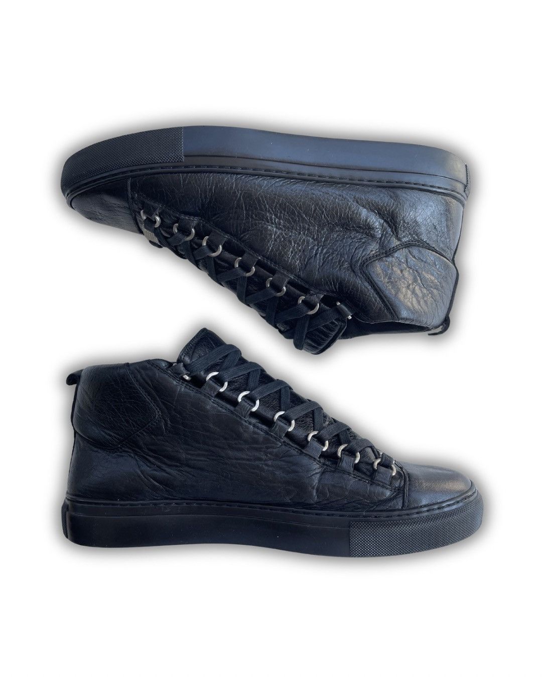 Balenciaga Balenciaga Arena Black Leather High Top Sneakers Size US 8 / EU 41 - 4 Thumbnail