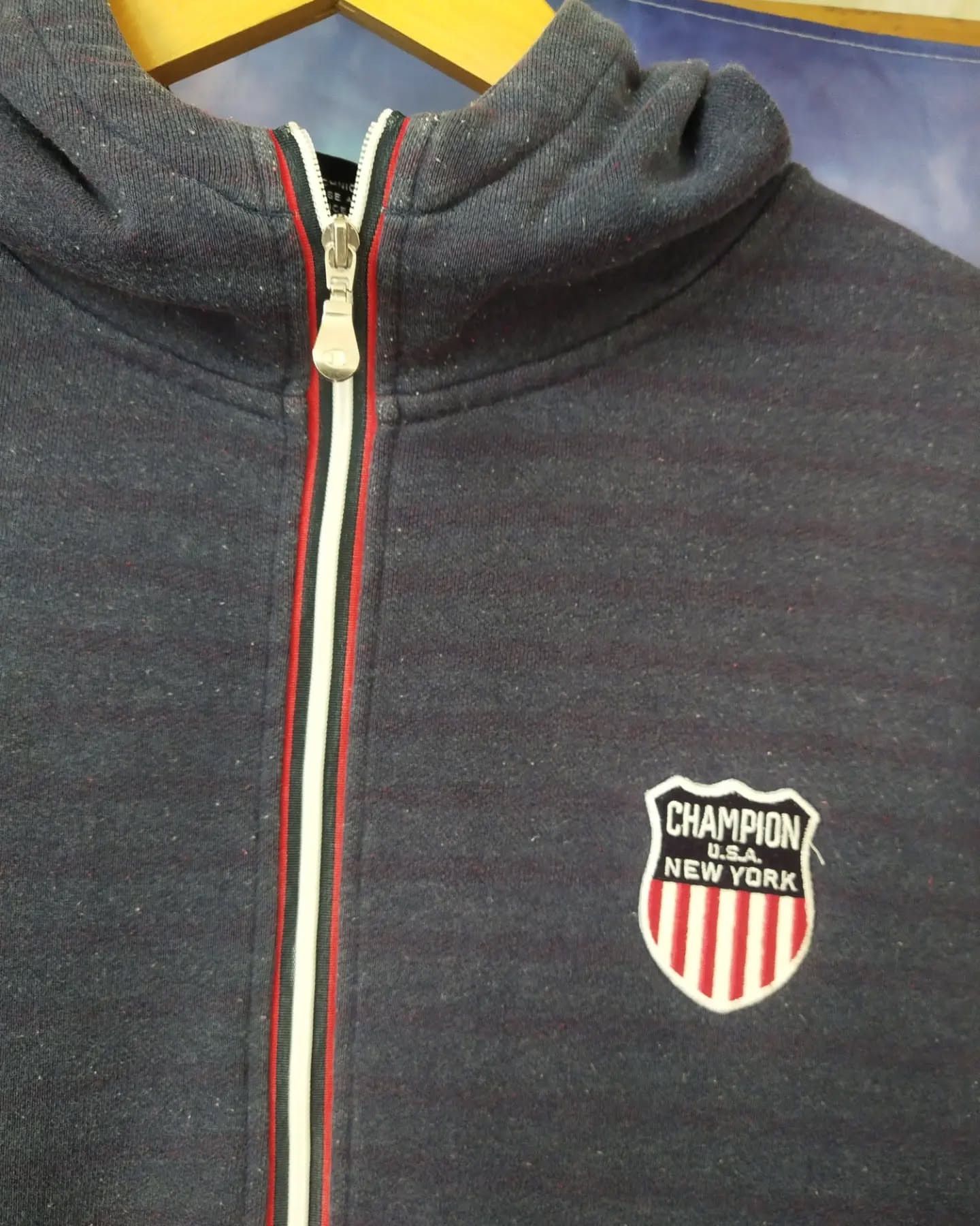 Champion Champion New York USA Stripes Navy Zipper Hoodie Jacket Size US M / EU 48-50 / 2 - 2 Thumbnail