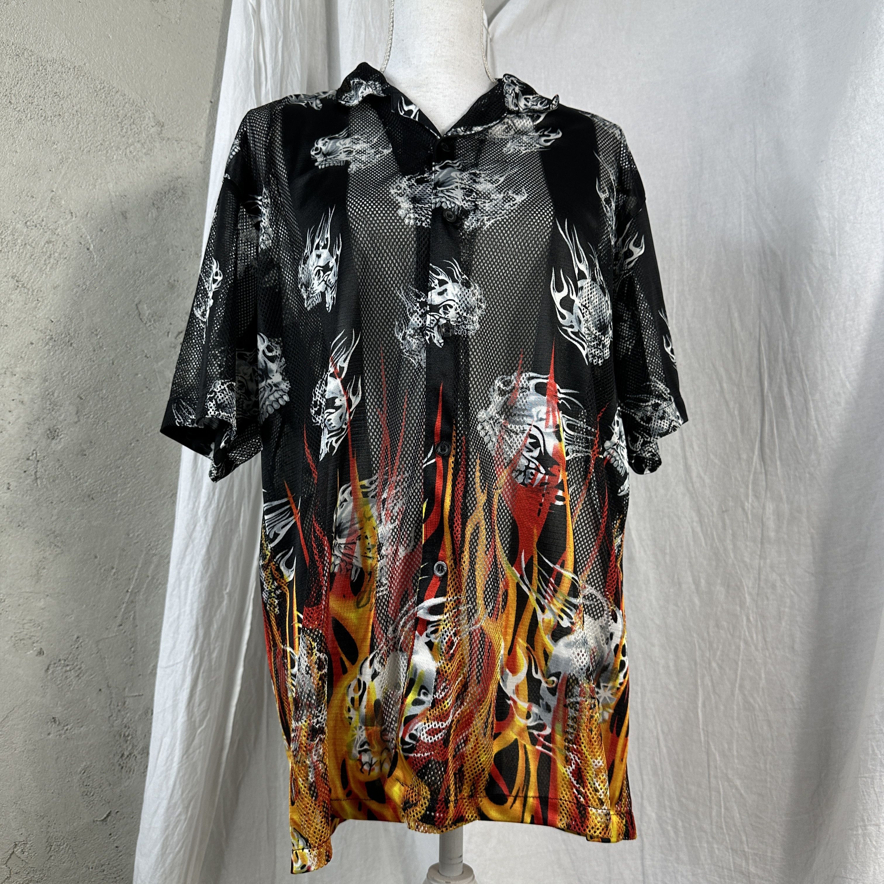 Vintage Vintage Oversize Avant Garde Fire Skull Y2K Summer Shirt Size US XL / EU 56 / 4 - 1 Thumbnail
