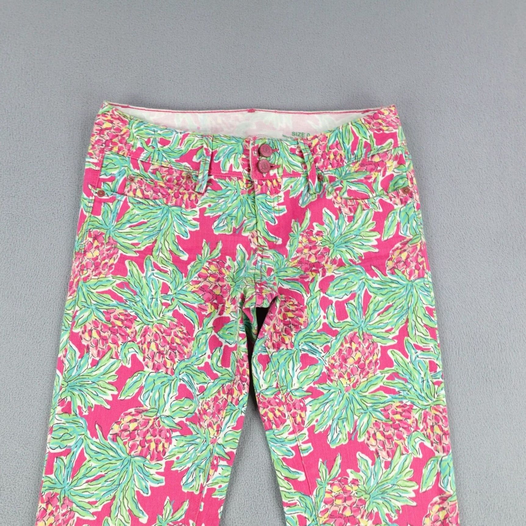 Lilly Pulitzer VINTAGE Lilly Pulitzer Women’s Jeans Size 0 Mid Rise Straight Leg Floral Denim Pink 90s Women's Pants Size 28" / US 6 / IT 42 - 2 Thumbnail