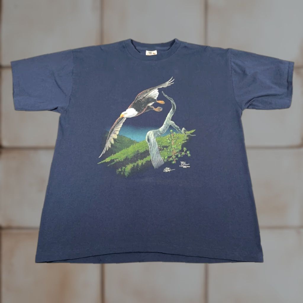Vintage VINTAGE Eagle Shirt Adult XL Blue Wild Cotton USA 90s Nature Manatee Y2K Mens Size US XL / EU 56 / 4 - 1 Thumbnail