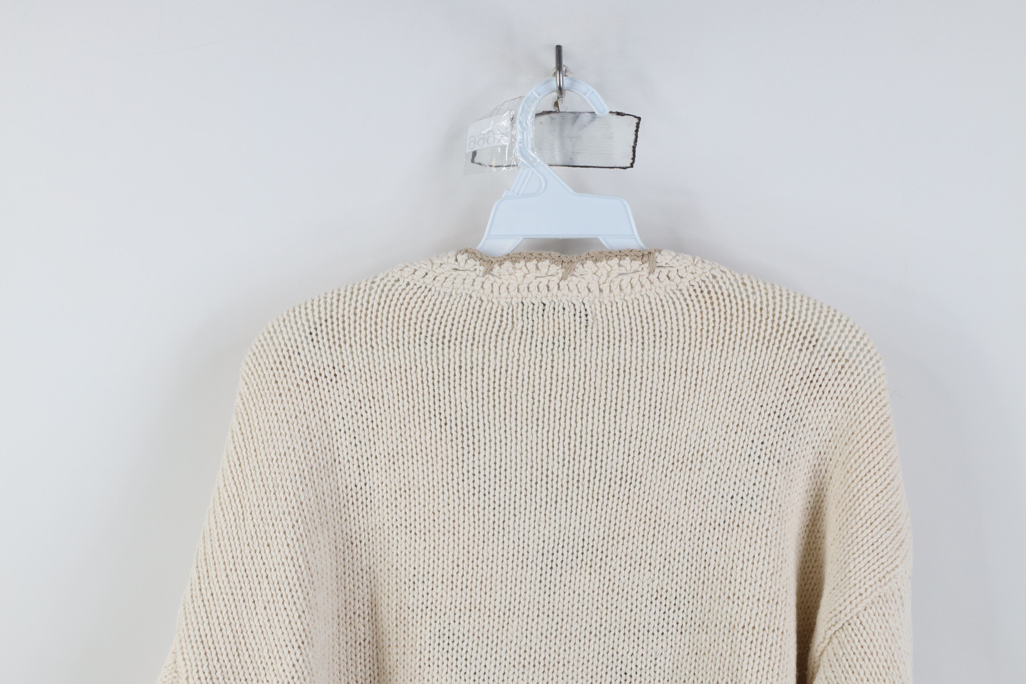 Vintage Vintage 90s Country Primitive Flower Knit Sweater Cream Size L / US 10 / IT 46 - 11 Thumbnail