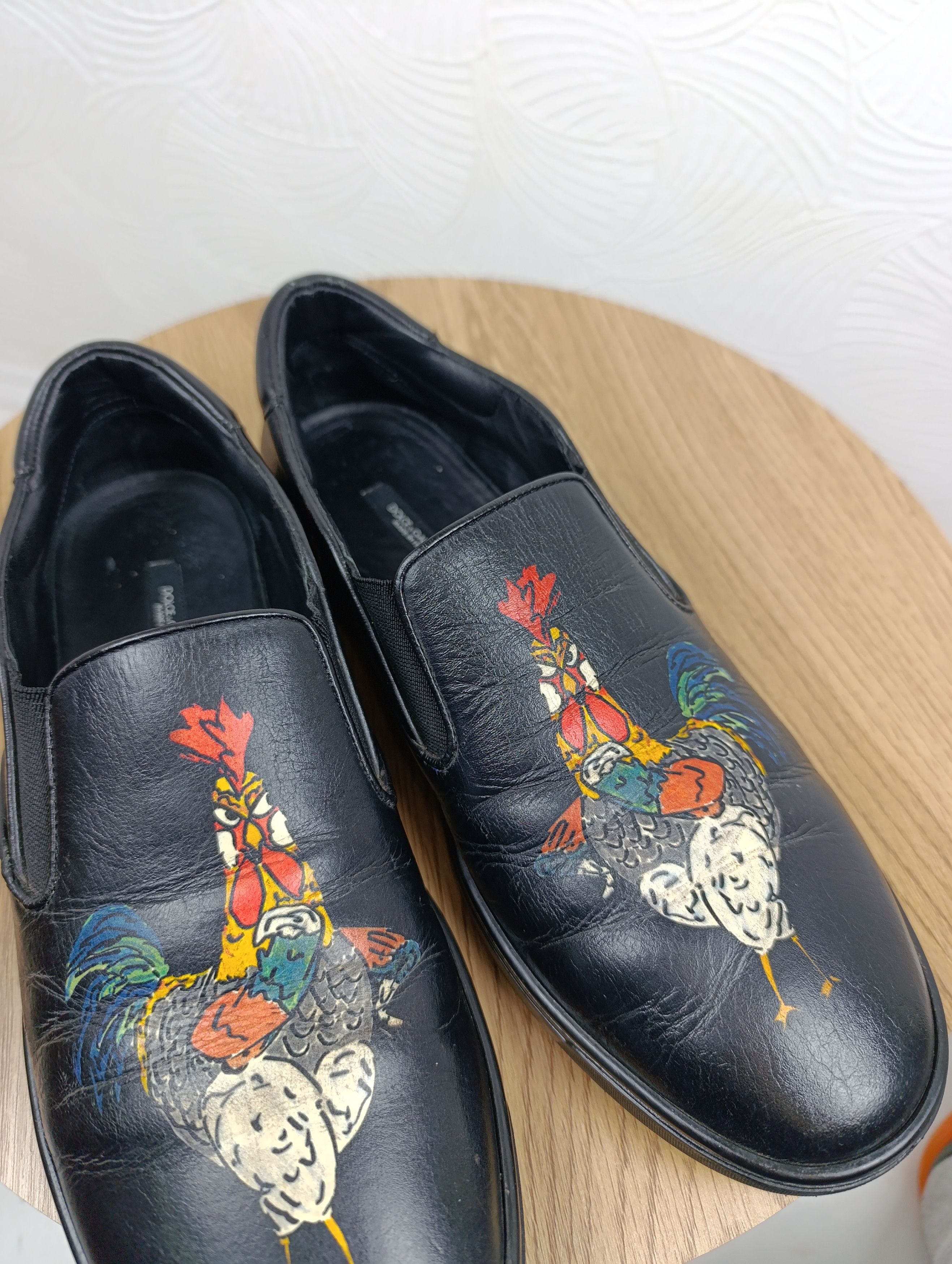 Dolce & Gabbana DOLCE GABBANA COCKEREL PRINT LEATHER SLIP-ON Size US 8 / EU 41 - 17 Thumbnail