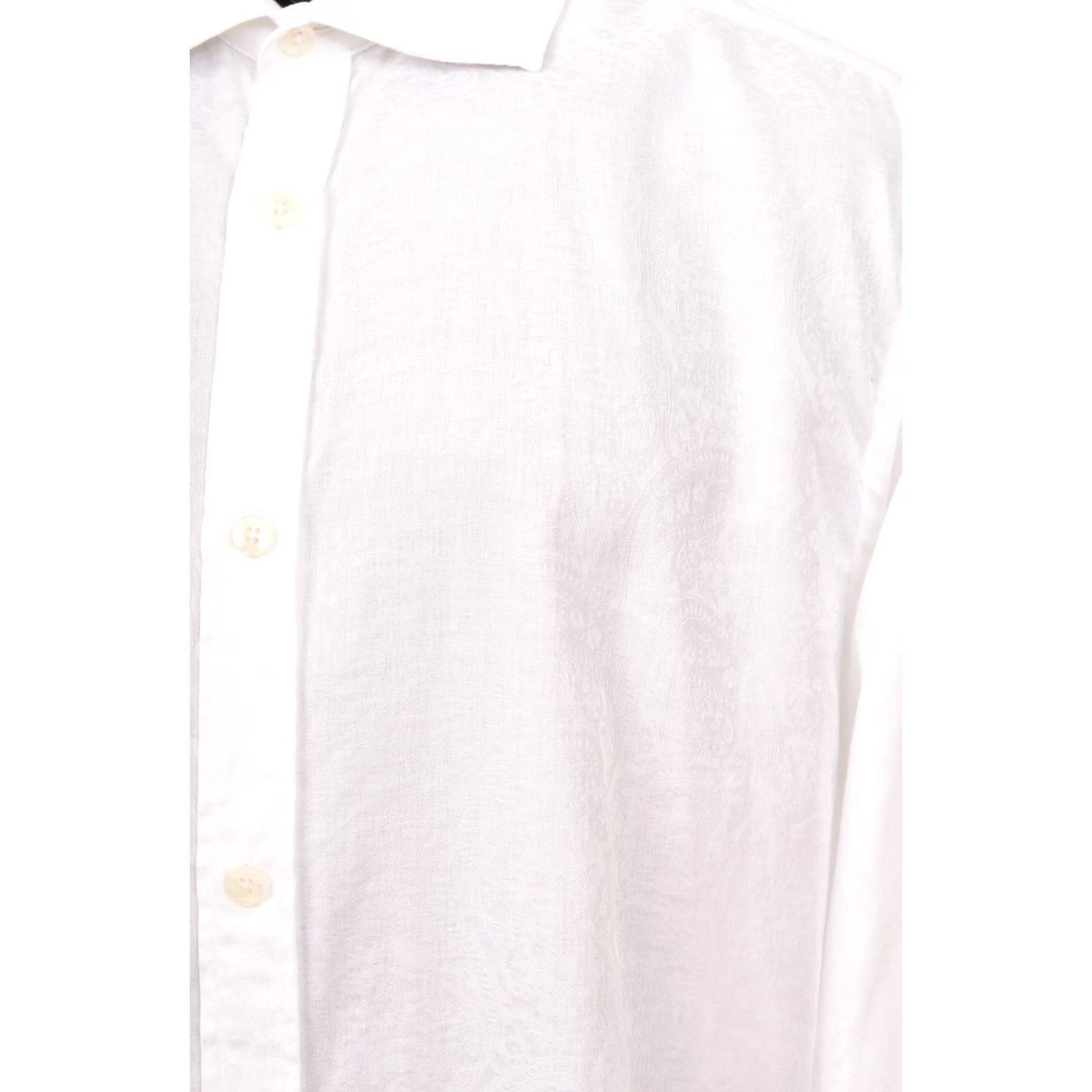 Vintage New & Lingwood White Paisley Pattern Cufflinks Button Shirt 2016433 Size 16, White, Dress Shirt, Long Sleeve, Men, 100% Cotton Size US L / EU 52-54 / 3 - 3 Thumbnail