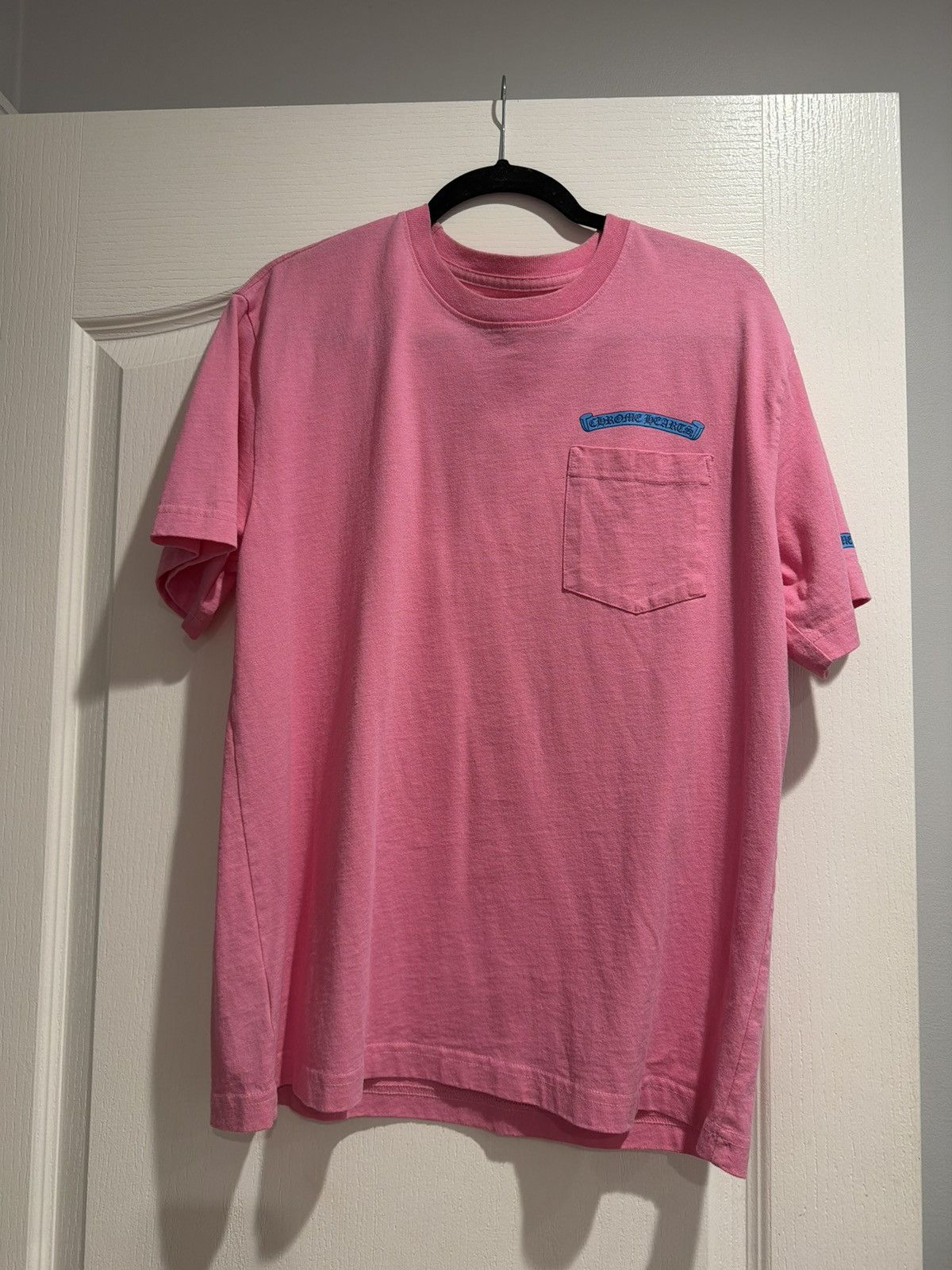 Chrome Hearts Scroll Logo Pocket Tee 'Pink/Blue'