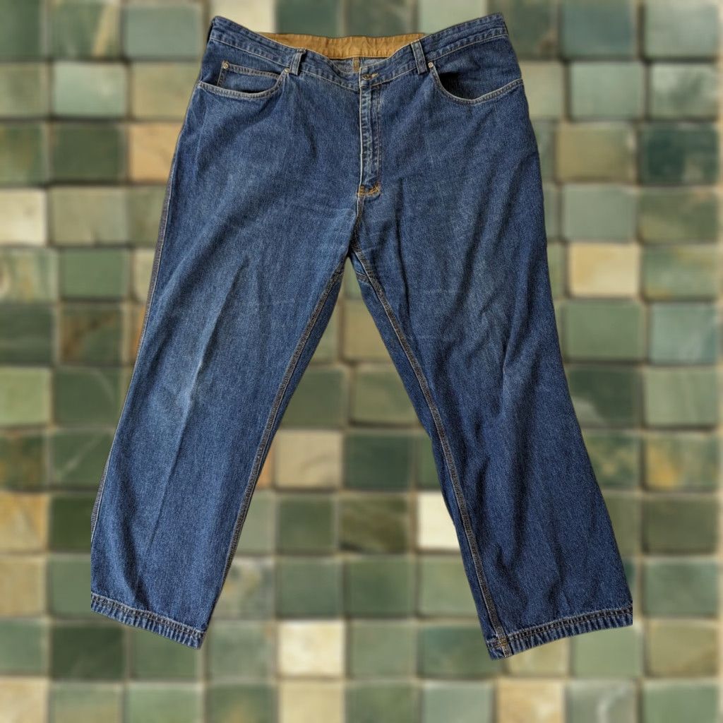 CO Duluth Jeans Mens 44 x 30 Blue Denim Straight Leg M5M Pants Regular Jeans Mens Blue Straight Hem Pockets Denim Duluth Trading Co L49? Size US 44 / EU 60 - 1 Thumbnail