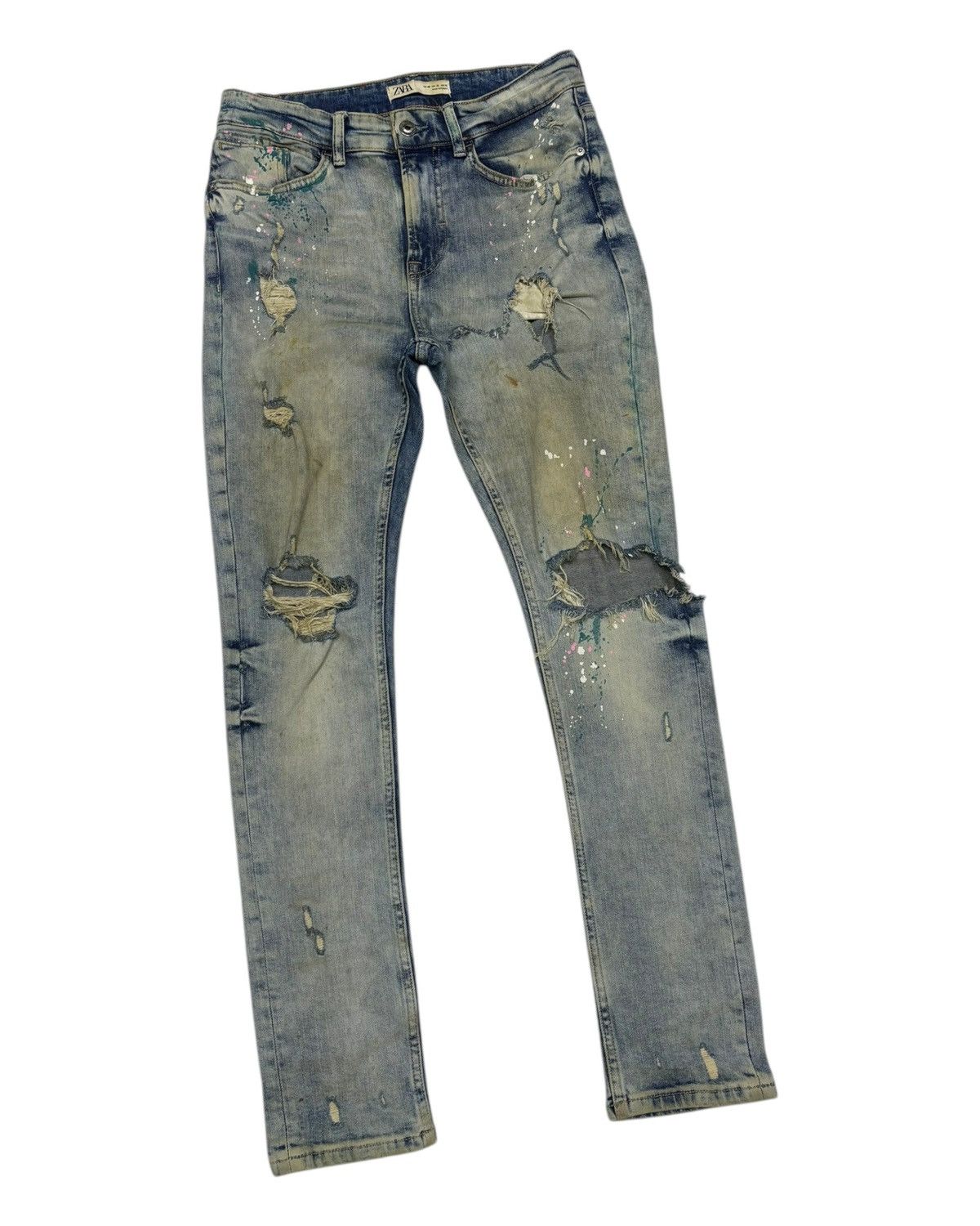 Yasuyuki Ishii Ripped THRASHED Distress Painter Acid Wash Zara Skinny Jeans Size US 30 / EU 46 - 3 Thumbnail